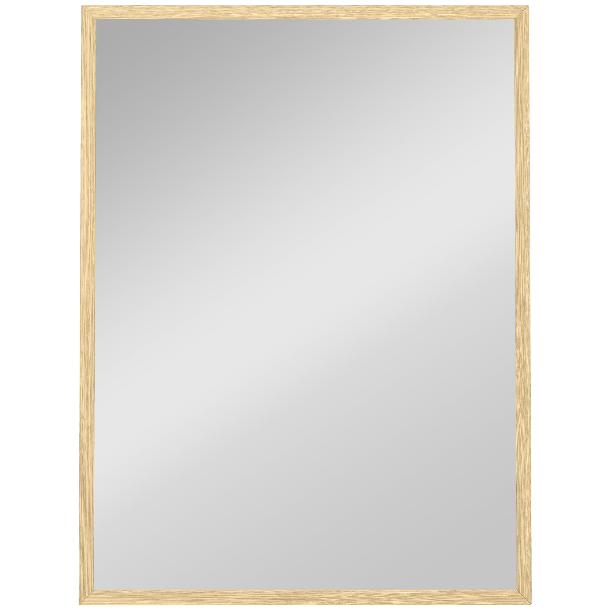 HOMCOM Miroir mural rectangulaire 80 x 60 cm, cadre en bois naturel, idéal pour la salle de bain, salon ou chambre