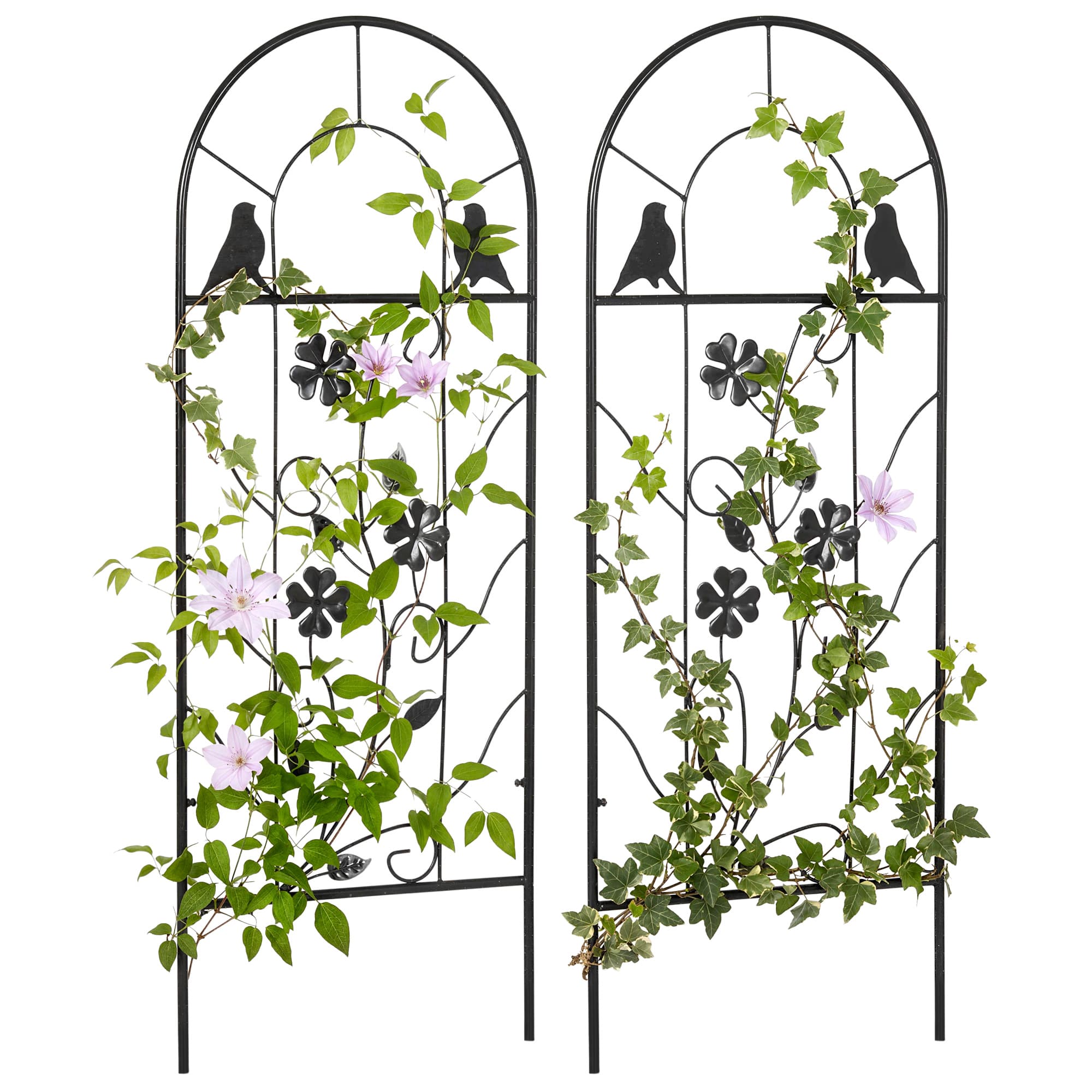 Outsunny Treillis de jardin lot de 2 support pour plantes grimpantes en métal 38 x 98 cm noir Aosom France
