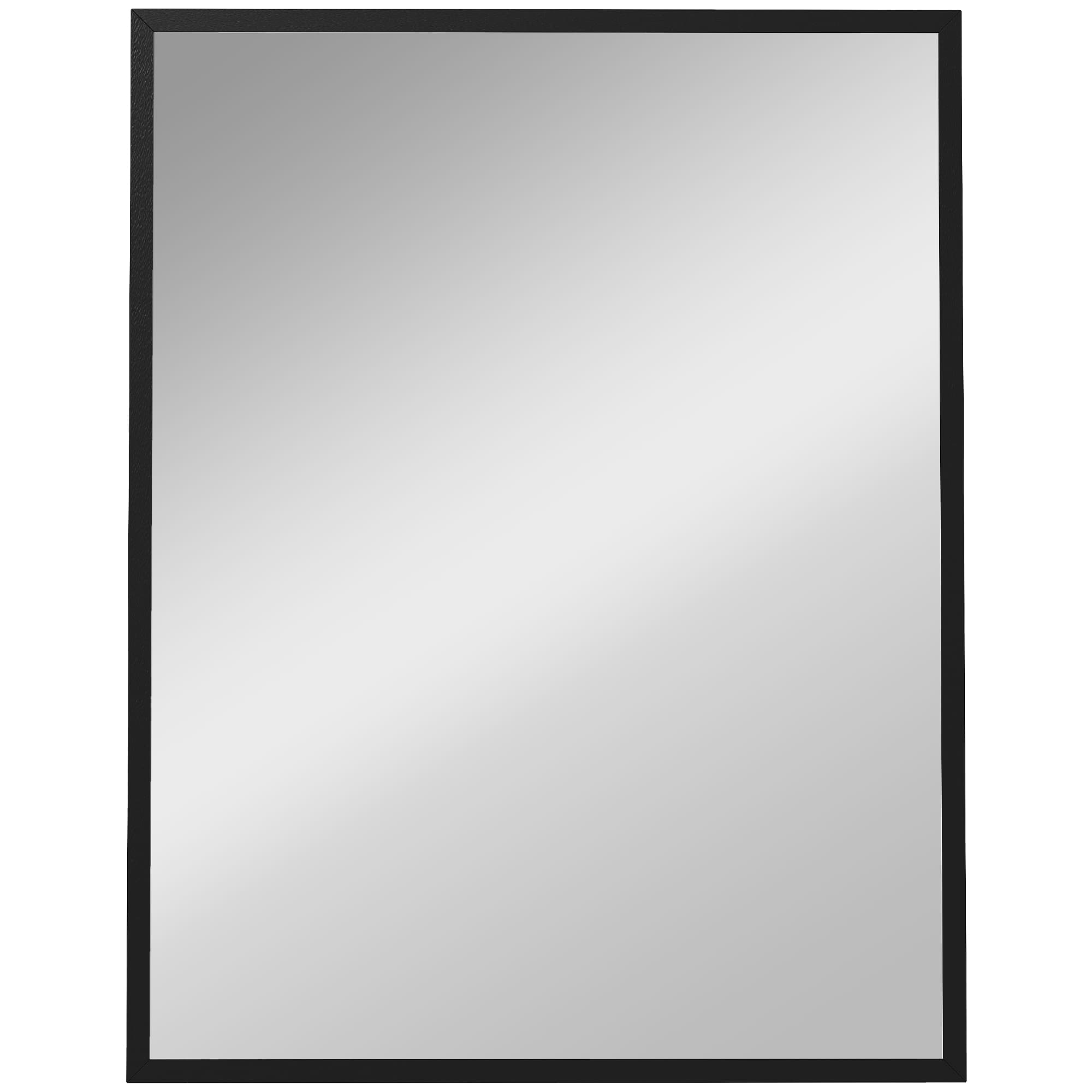 HOMCOM Miroir mural rectangulaire 90 x 70 cm, cadre en bois noir, idéal pour la salle de bain, salon ou chambre