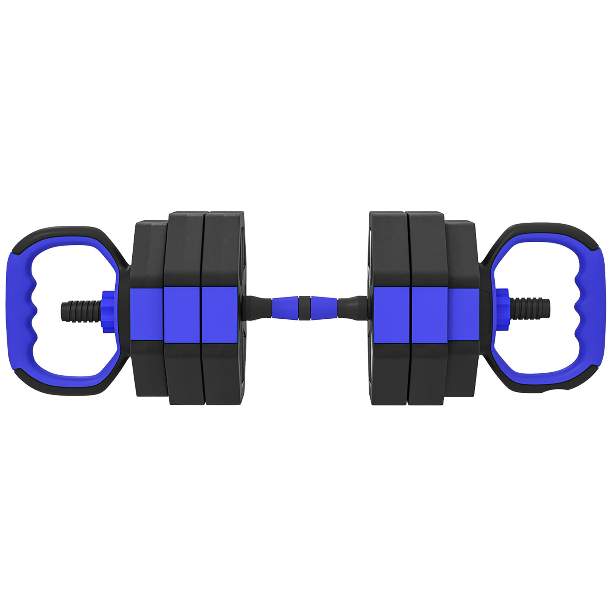 SPORTNOW Ensemble d'haltères musculation 4 en 1 haltère réglable 25 kg kettlebell, barre de musculation support pour pompes bleu