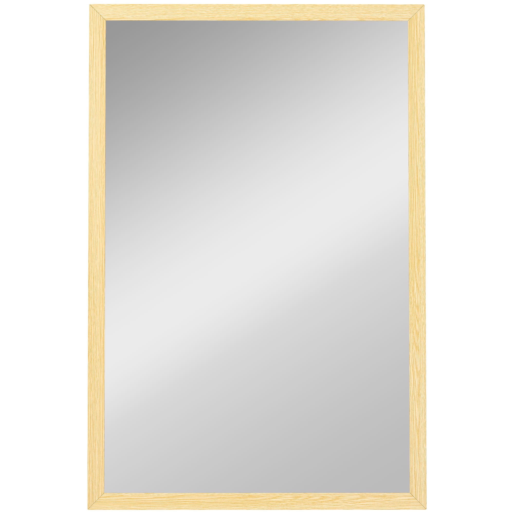 HOMCOM Miroir mural rectangulaire 60 x 40 cm, cadre en bois naturel, idéal pour la salle de bain, salon ou chambre