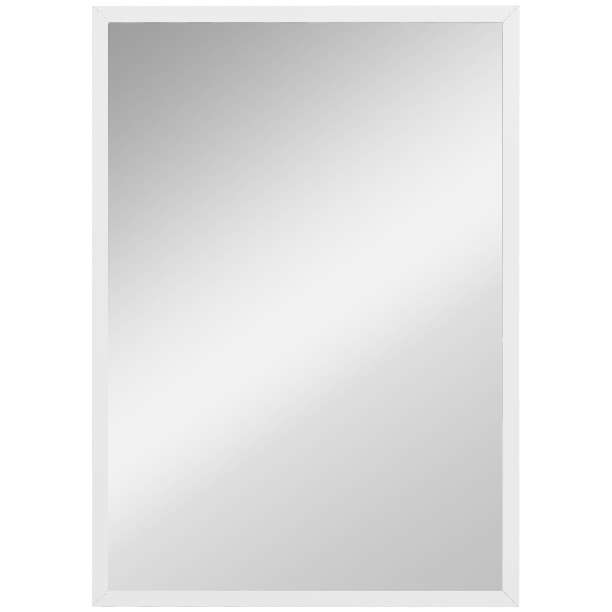 HOMCOM Miroir mural rectangulaire 50 x 70 cm, cadre en bois blanc, idéal pour la salle de bain, salon ou chambre