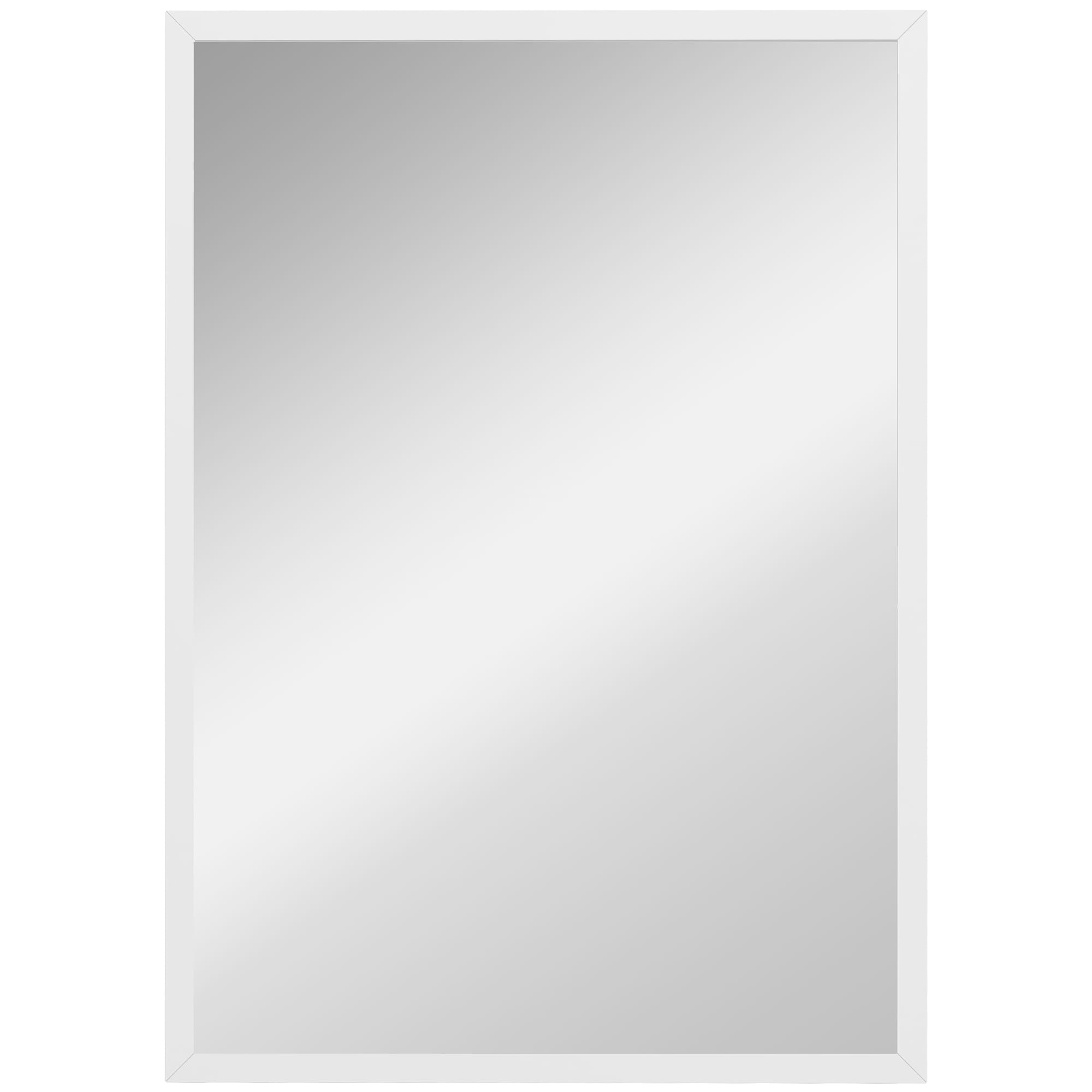 HOMCOM Miroir mural rectangulaire 60 x 40 cm, cadre en bois blanc, idéal pour la salle de bain, salon ou chambre