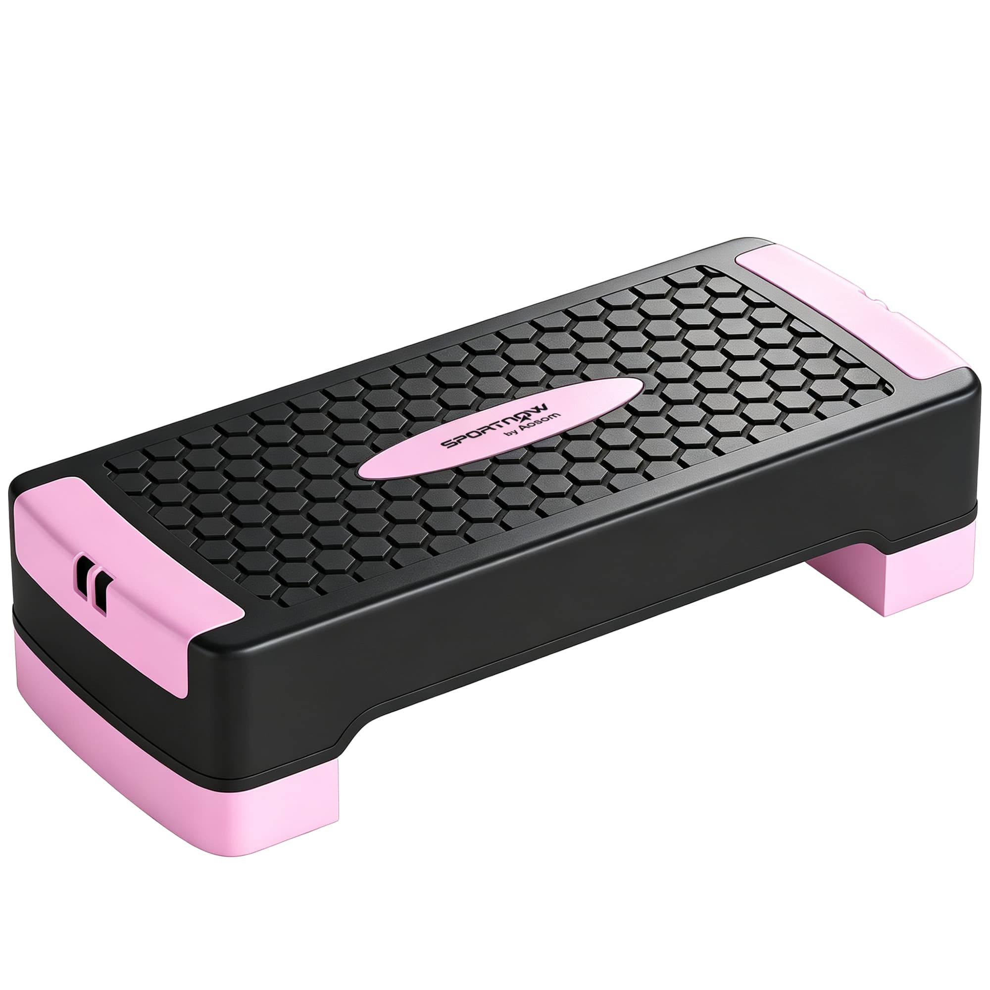 SPORTNOW Stepper Fitness Réglable sur 2 Niveaux, 11/16 cm avec 2 Bandes de Résistance, Capacité 120 kg, Rose et Noir