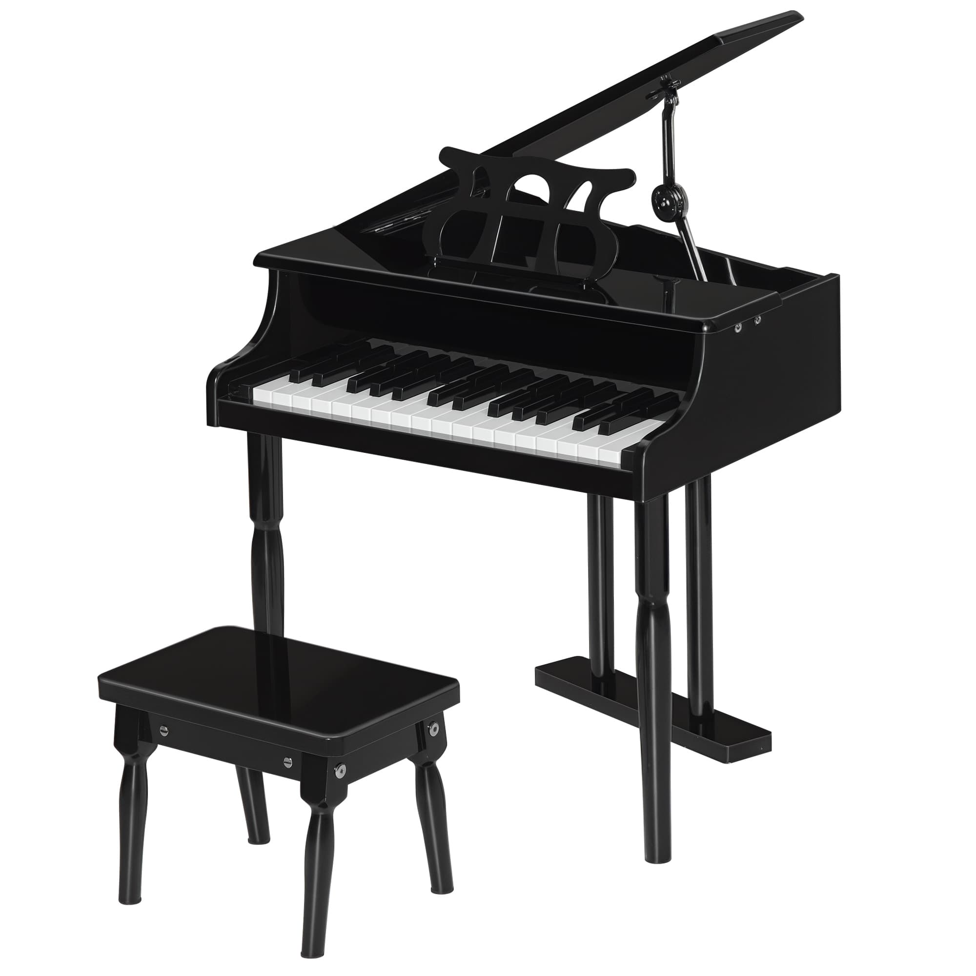 HOMCOM Piano à queue enfant en bois 30 touches - tabouret et pupitre inlus - MDF noir