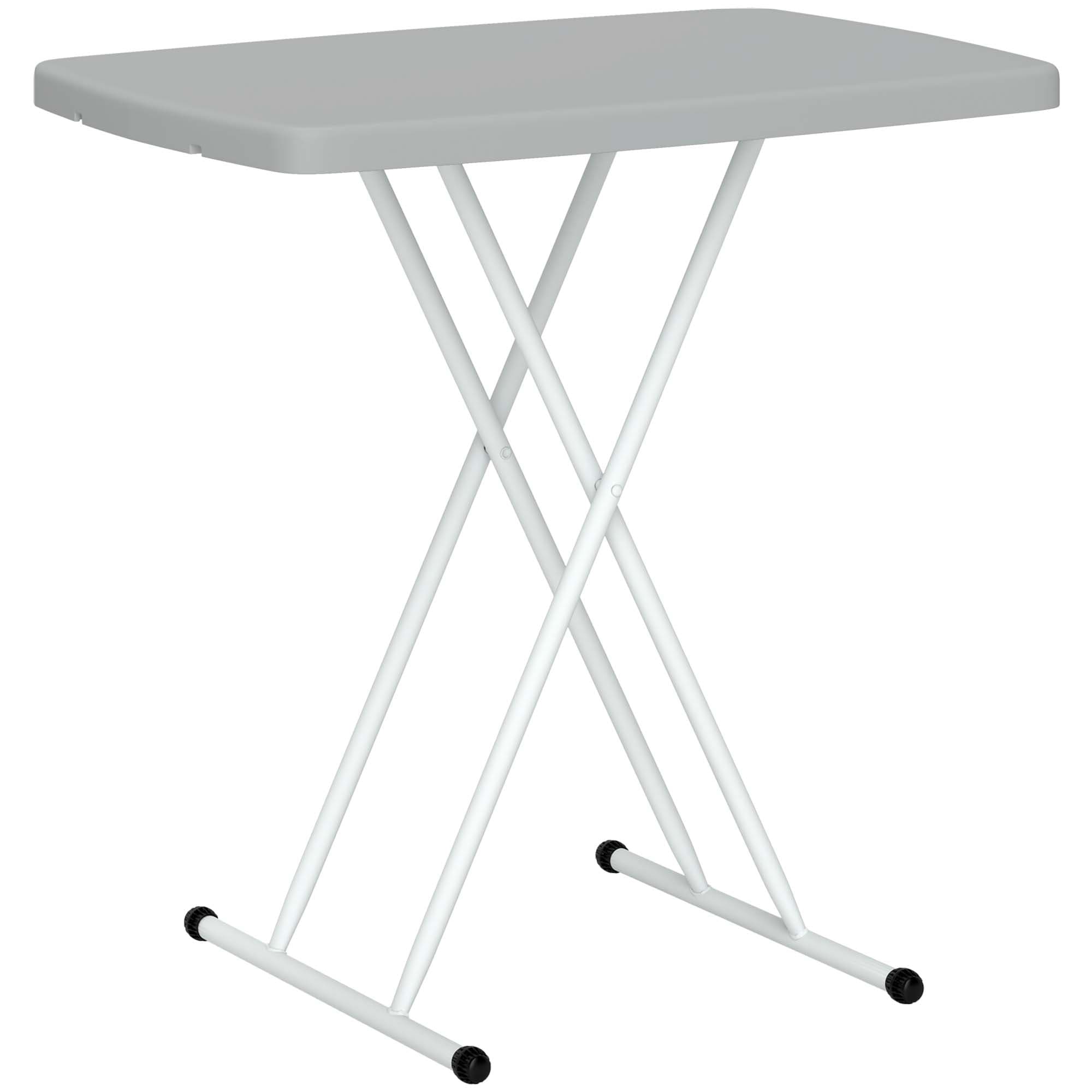 Outsunny Table d'appoint pliable en HDPE table pliante hauteur réglable sur 6 niveaux pour patios jardins 76 x 50 x 74 cm gris