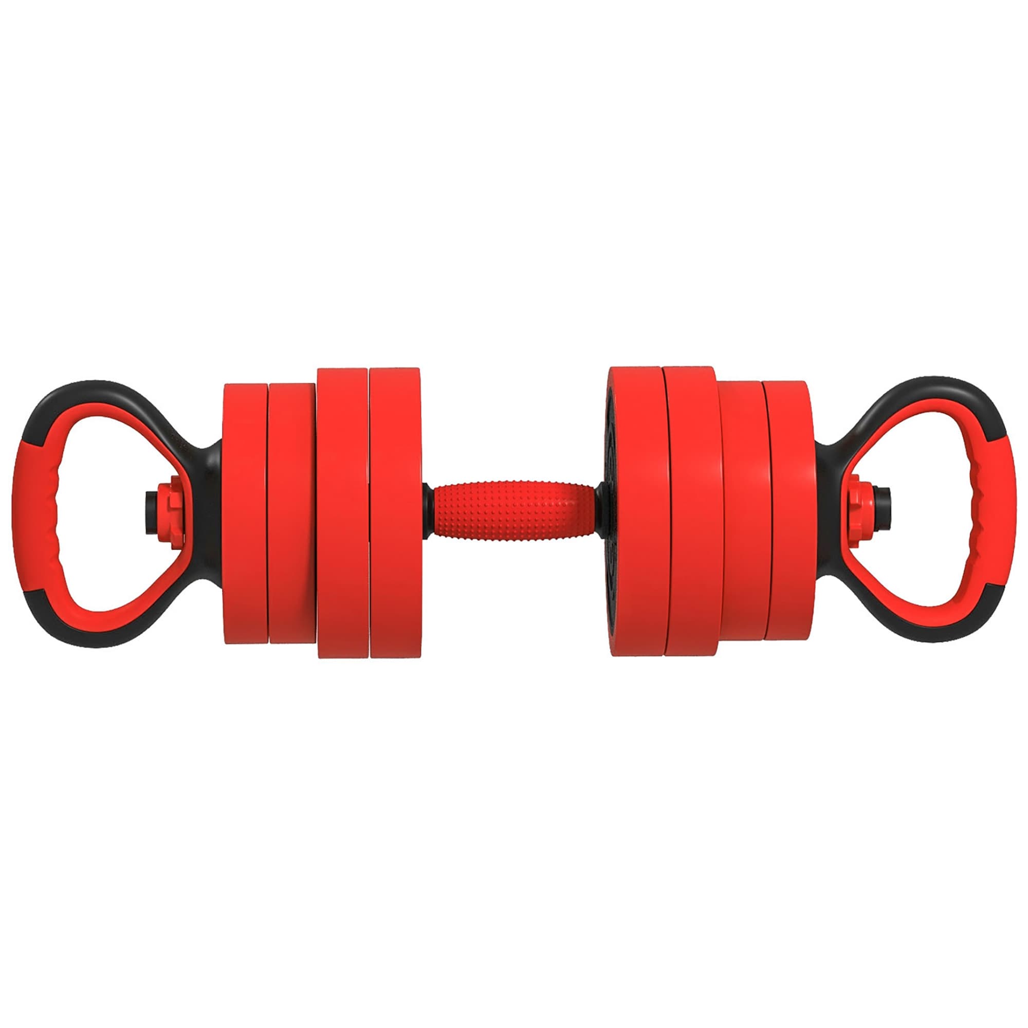 SPORTNOW Kit haltères musculation, haltères réglables 4 en 1, 20 kg, avec disques et barres, équipement de gym à domicile, rouge