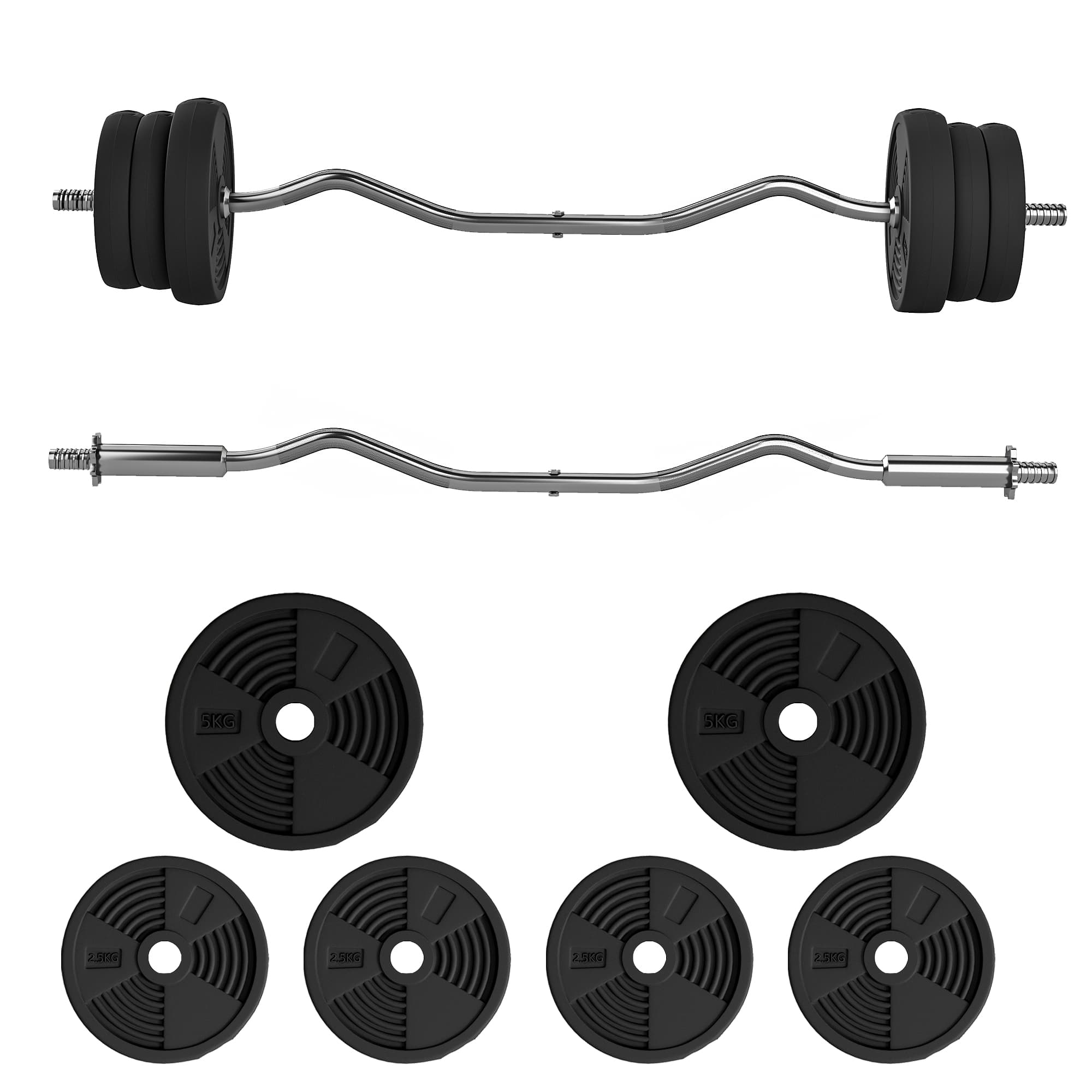 SPORTNOW Ensemble d'haltères 25 kg total, barres d'haltère disques de poids barre longue, poignée antidérapante, Ø 25x120cm, noir