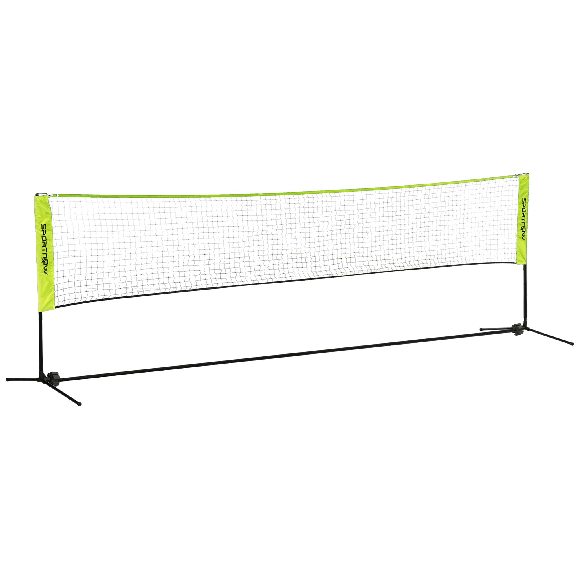 SPORTNOW Filet de badminton, filet portable, hauteur ajustable 107-155 cm, avec sac de transport, cadre métallique, noir, jaune