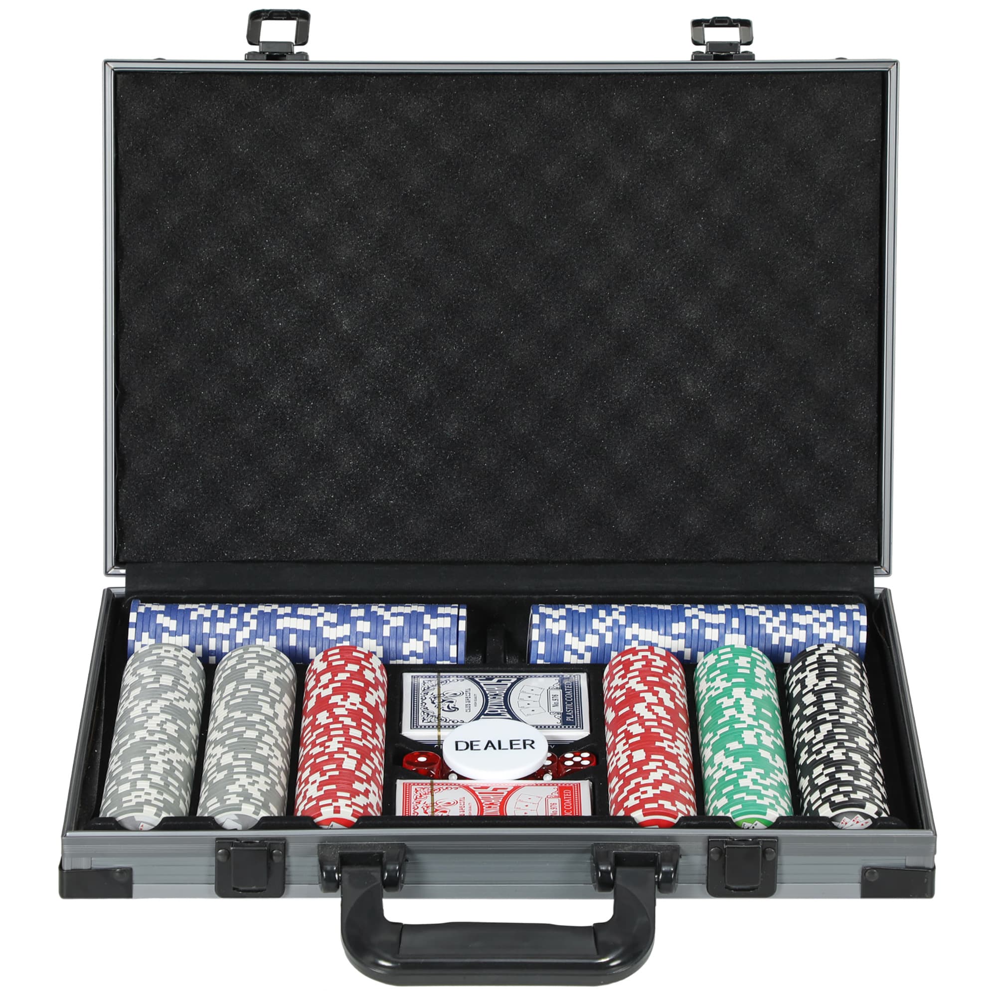 SPORTNOW Mallette de poker coffret de poker complet 400 jetons, boîtier en ABS, cartes à jouer, dés, dealer, tapis, clés