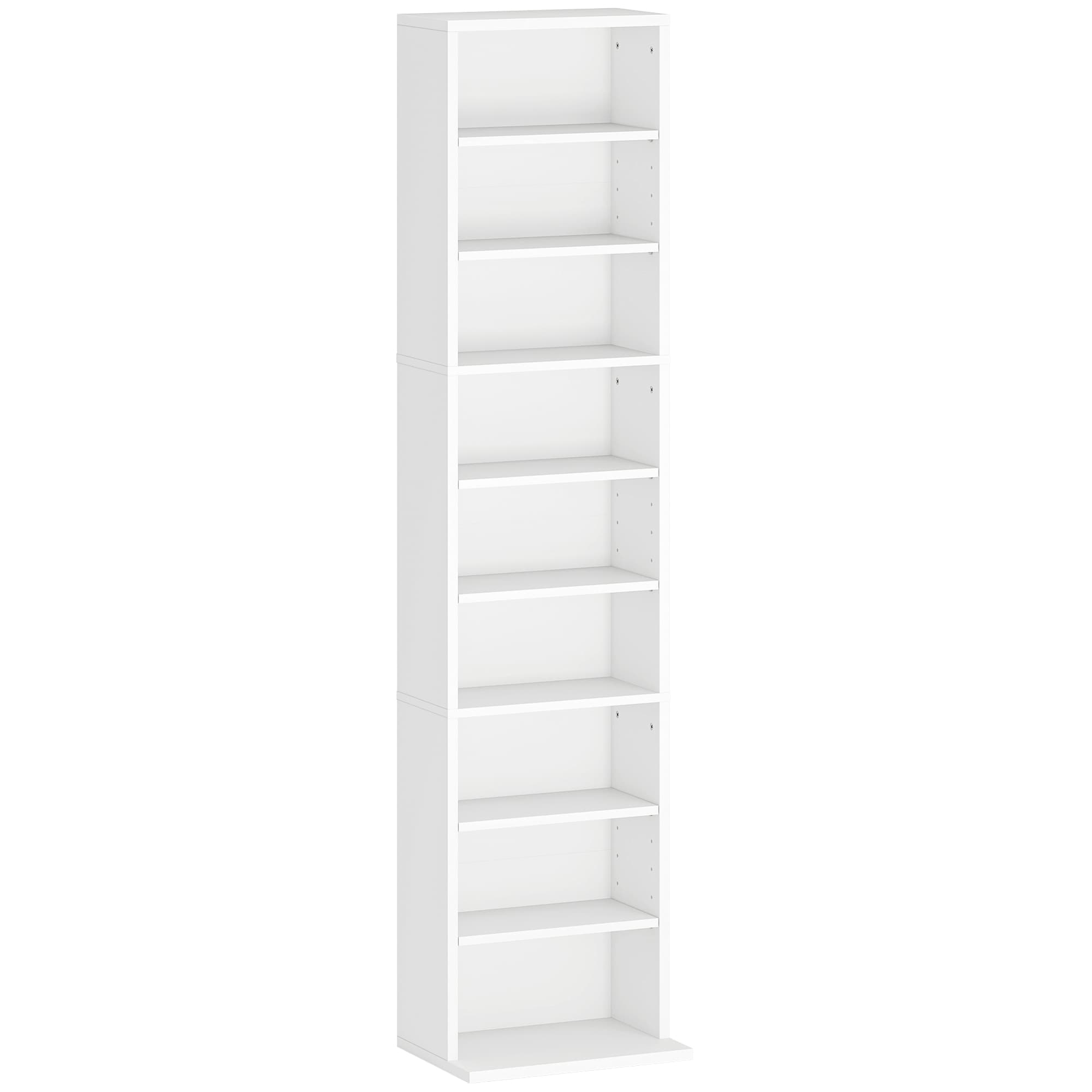 HOMCOM Rangements pour CD et DVD 9 compartiments et 6 étagères réglables capacité max. 260 CD/120 DVD 33 x 24 x 140 cm blanc