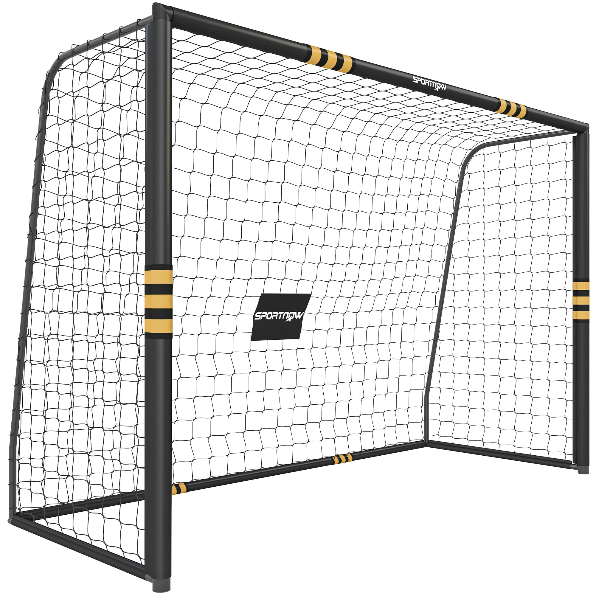 SPORTNOW But de Football pour Enfant et Adulte 3 x 2 m, Envoloppé Mousse de Protection, 7 Piquets de Sol, Filet en PE, Jaune