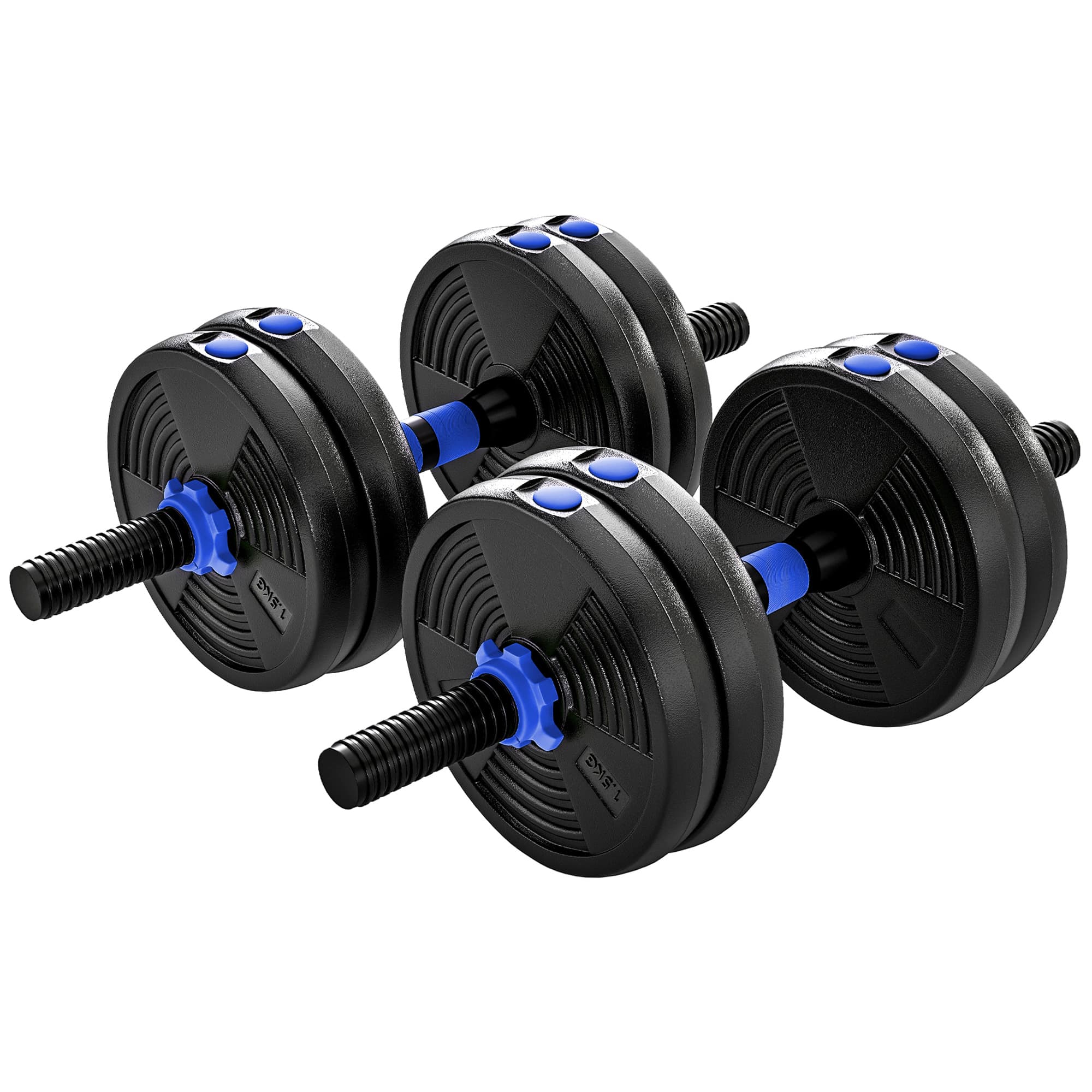SPORTNOW Kit haltères musculation haltères réglables 15 kg 3 en 1, ensemble de poids réglable avec barre d'extension noir