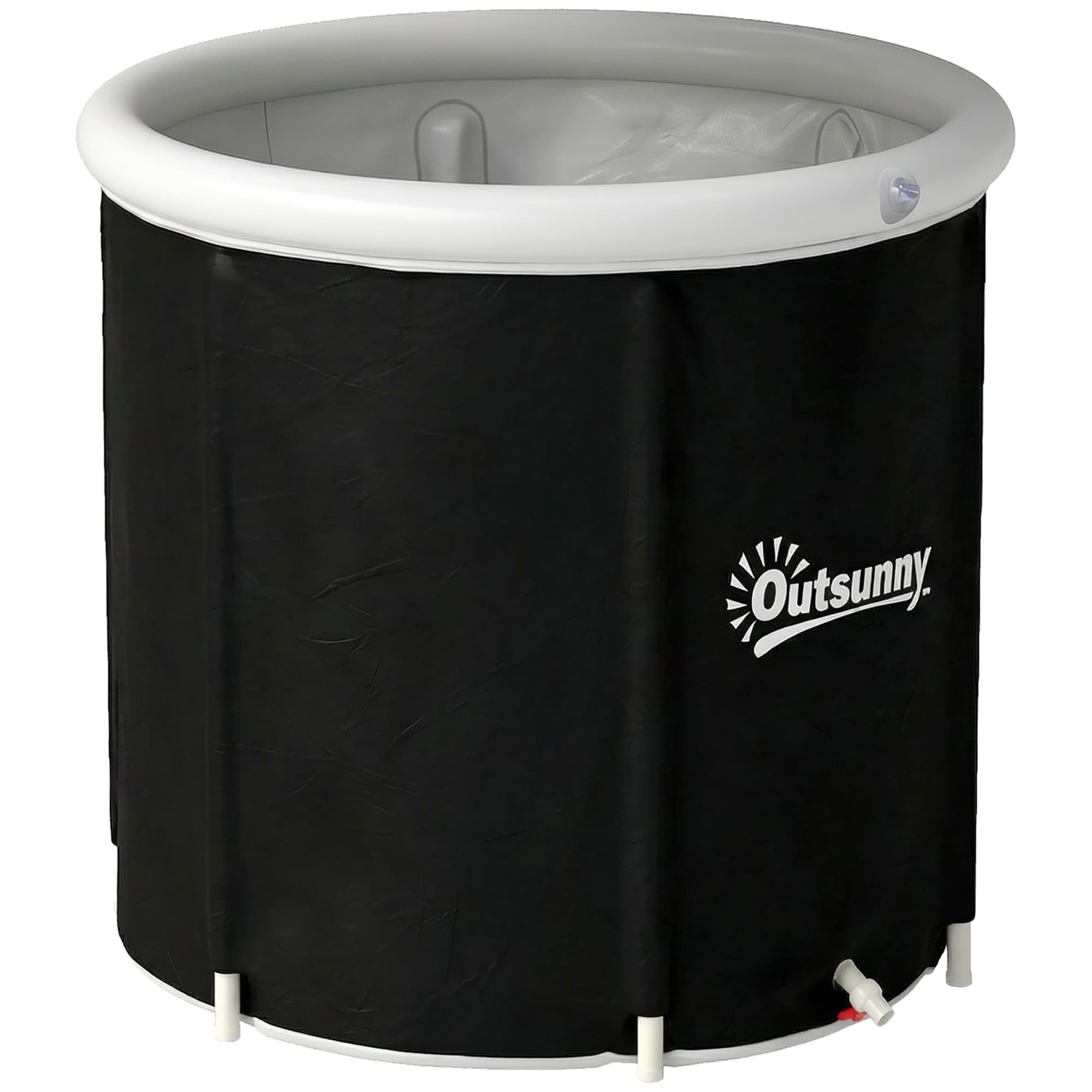 Outsunny Baignoire à Glace Pliable Gonflable 280 L avec Couvercle et Pompe pour Entraînement à l'Eau Froide, 78x78x71 cm, Noir