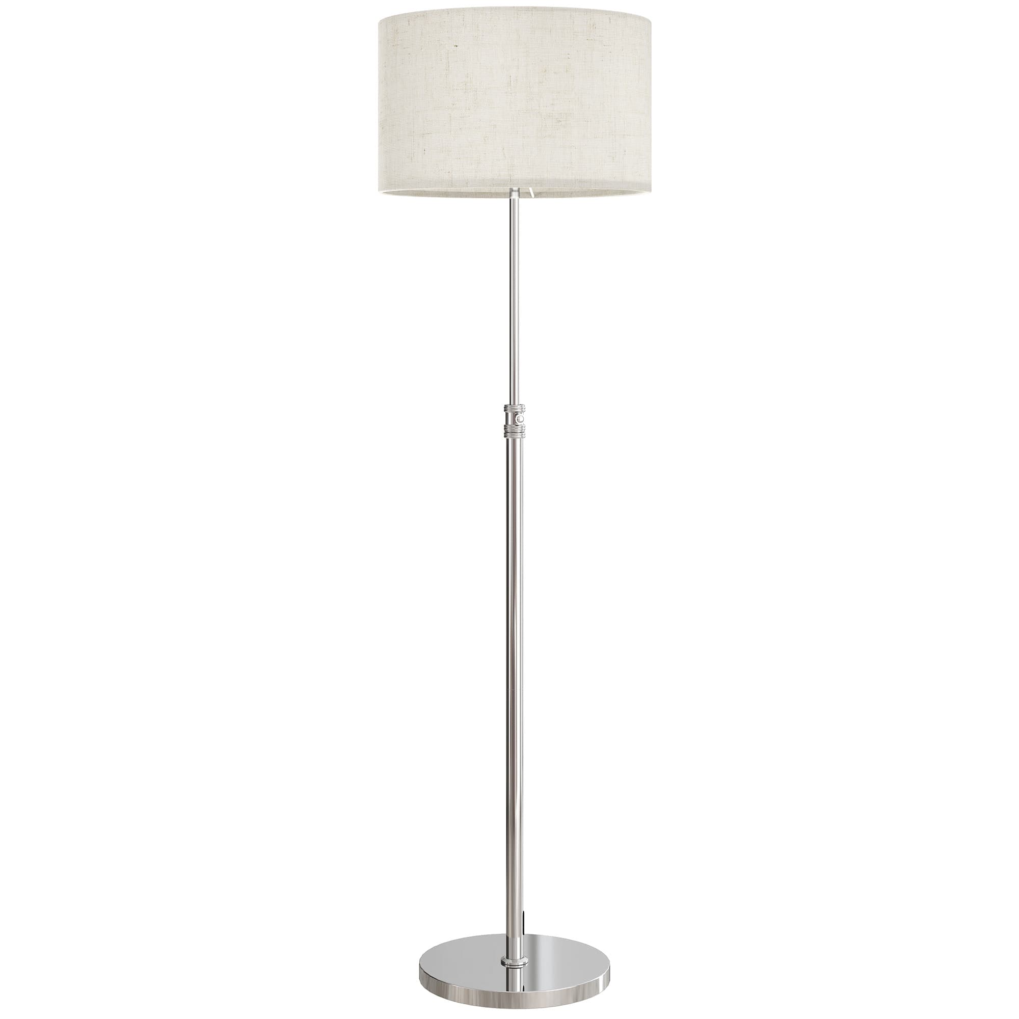 HOMCOM Lampadaire sur pied salon, lampe sur pied dimmable avec télécommande, abat-jour en lin, hauteur réglable 133-168cm, argent