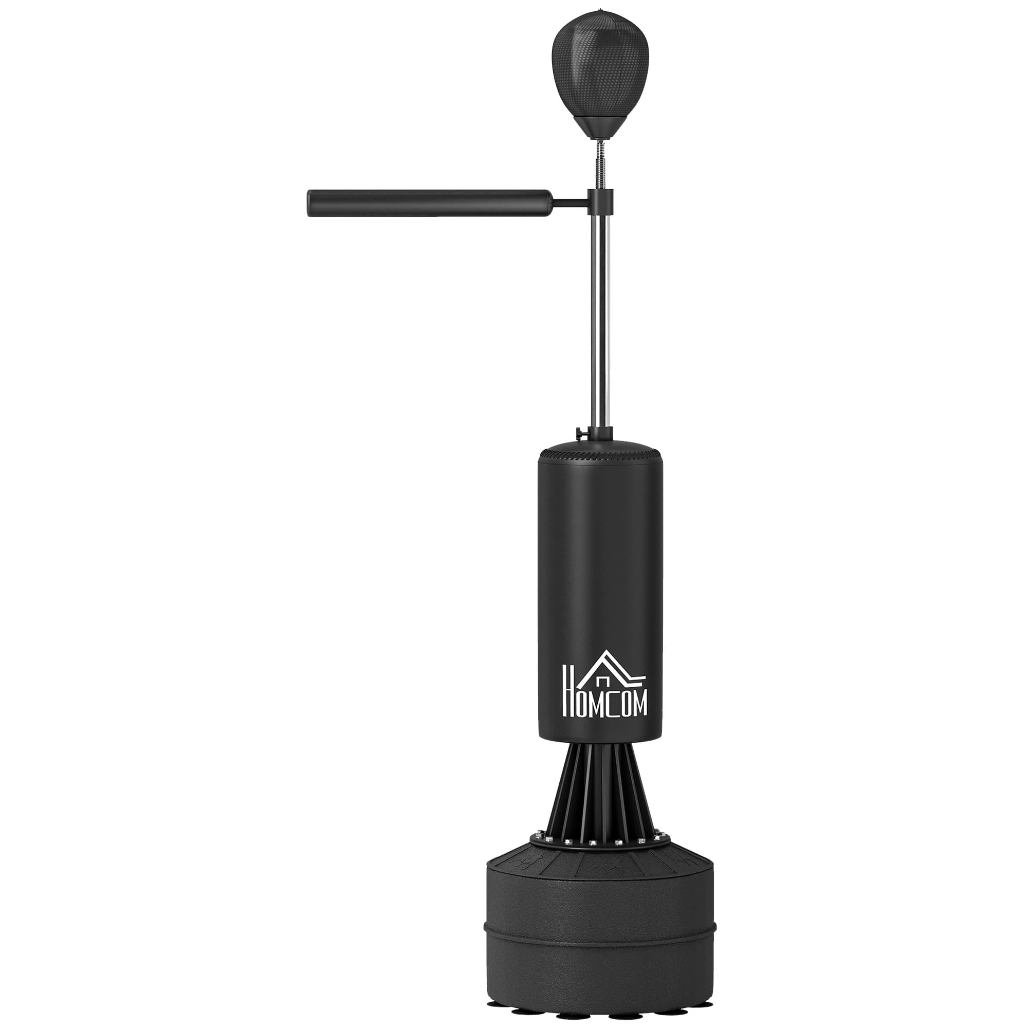 HOMCOM Sac de frappe boxe sur pieds punching ball brunier 3 en 1 avec ballon de vitesse bras flexible rotatif hauteur réglable
