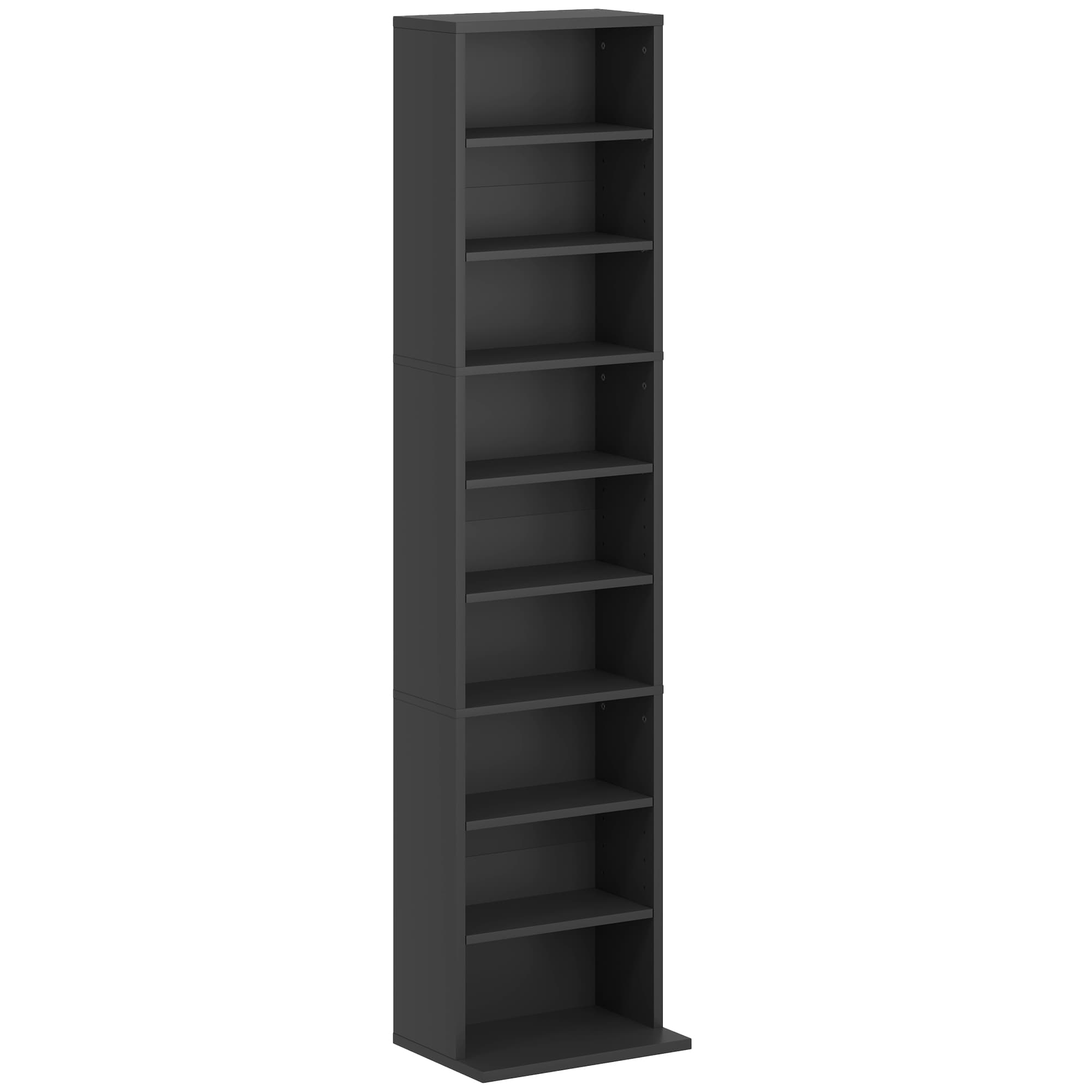 HOMCOM Rangements pour CD et DVD 9 compartiments et 6 étagères réglables capacité max. 260 CD/120 DVD 33 x 24 x 140 cm noir