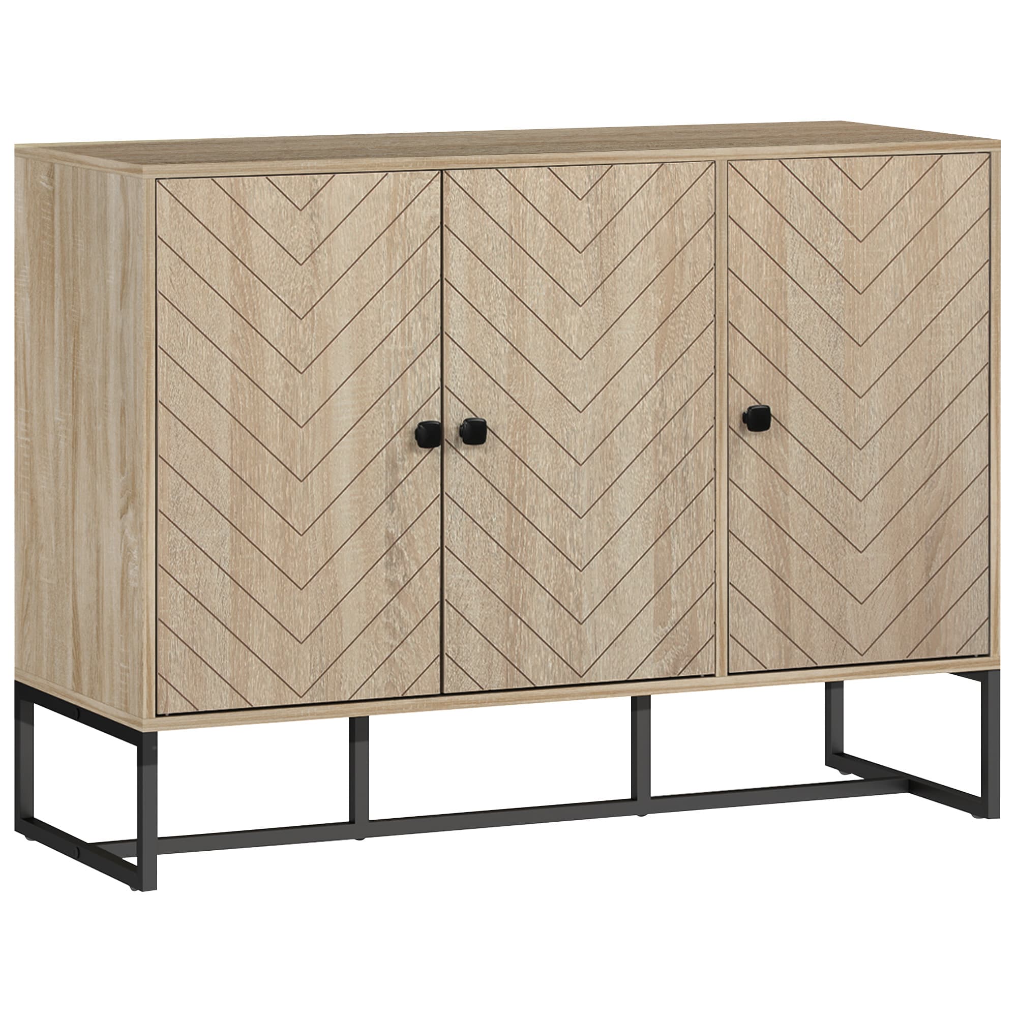 HOMCOM Buffet salon meuble de rangement armoire de cuisine avec placard 2 portes et étagères réglables 108 x 40 x 80 cm, chêne