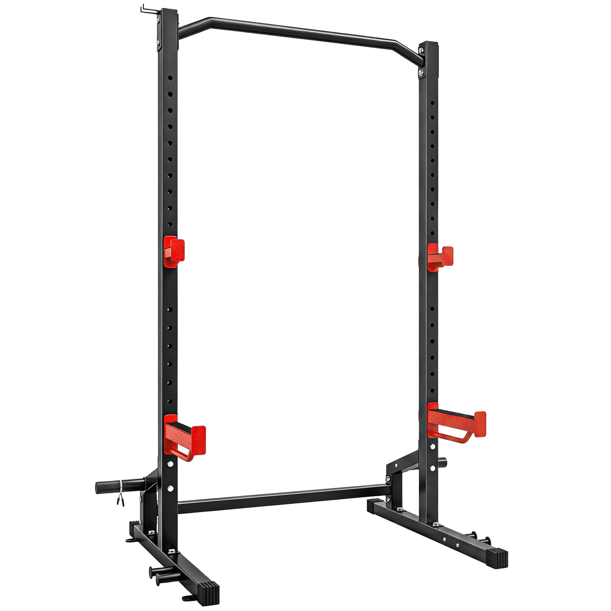 SPORTNOW Power Tower Multifonction Charge 500 kg, Barre de Traction, Rack de Squat, Supports pour Disques, 157x105x205cm, Rouge