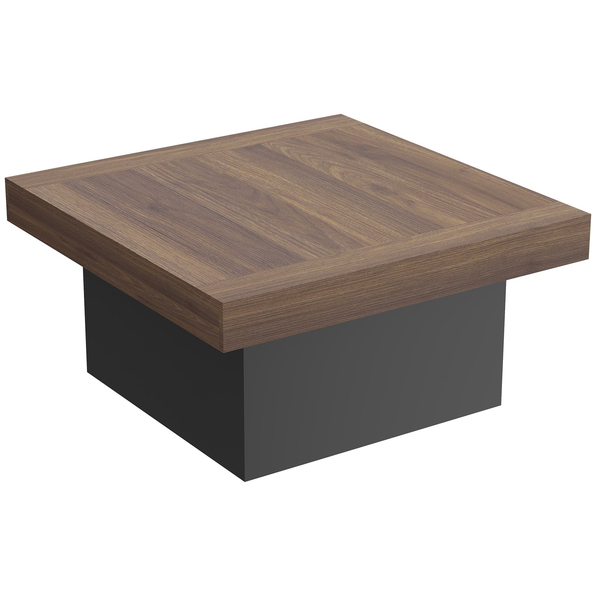 HOMCOM Table basse carrée avec éclairage LED 16 couleurs, table de salon moderne, 90 x 90 x 45 cm, noyer