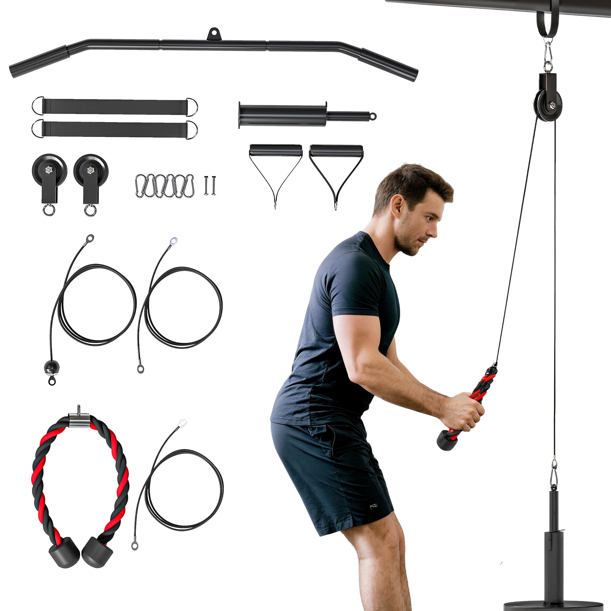 SPORTNOW Poulie musculation maison, cable machine musculation exercices de flexion des biceps, des triceps et des bras