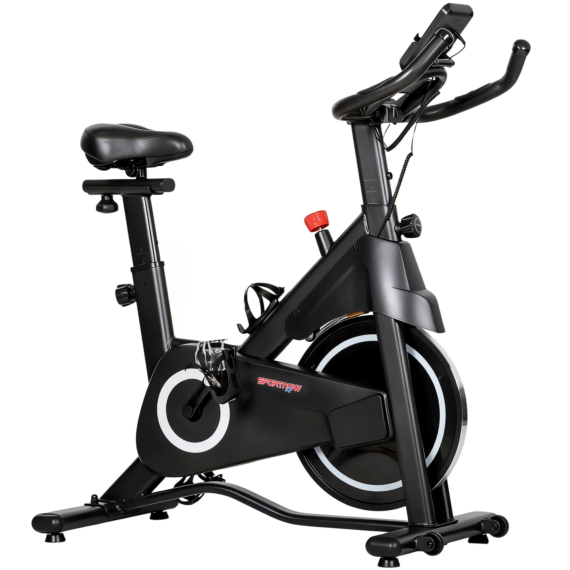SPORTNOW Vélo d'Appartement, Vélo d'Exercice, Résistance Magnétique Réglable, Écran LCD, Siège Confortable, 108x51x116cm, Blanc