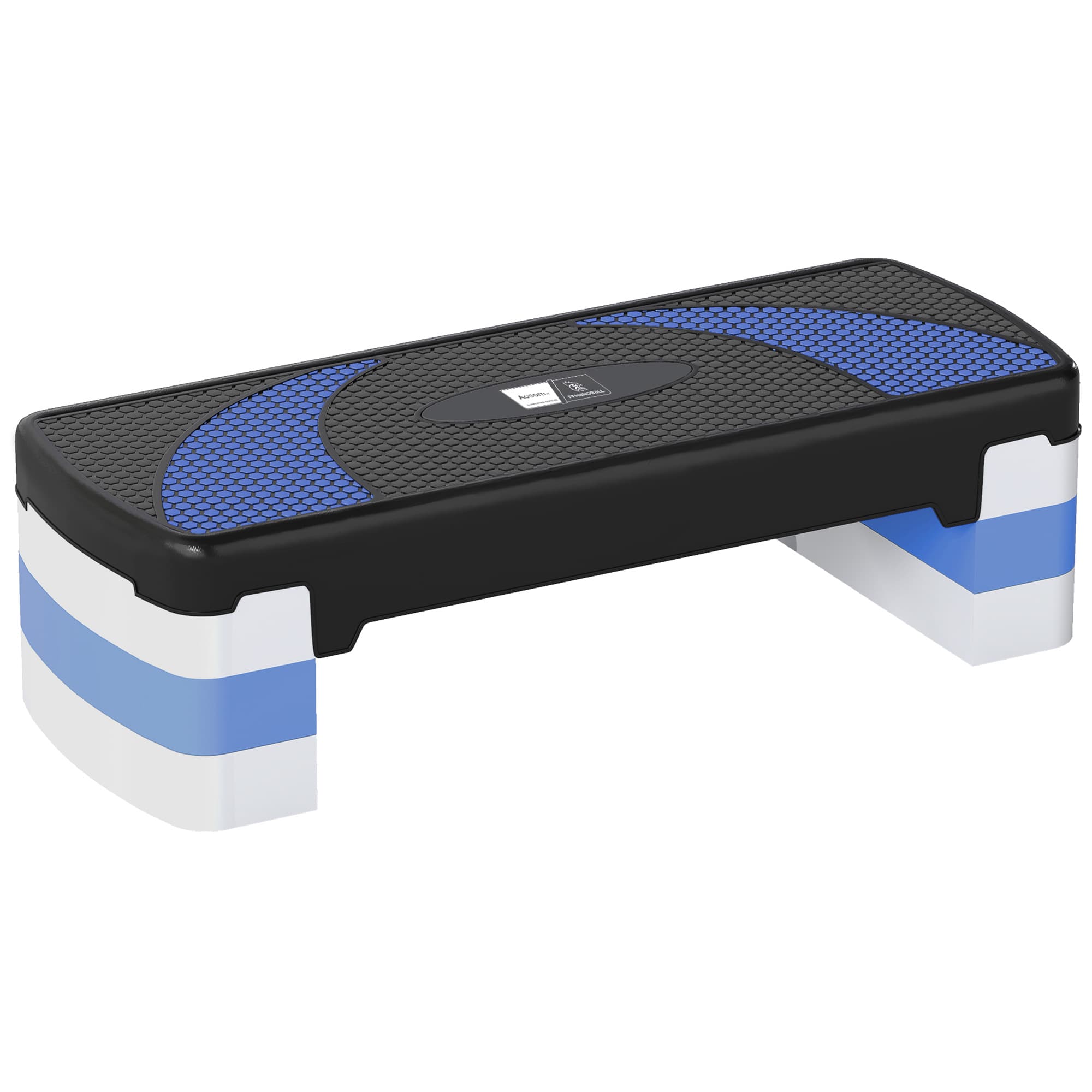 HOMCOM Stepper fitness aerobic hauteur reglable surface antiderapante 80 x 31 x 20 cm noir bleu
