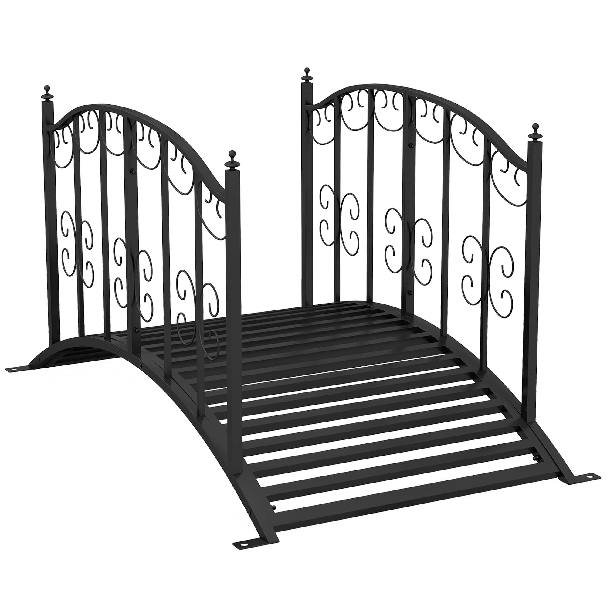 Outsunny Pont de Jardin Pont en acier avec Garde-corps latéraux, Charge Maximale 120 KG, décoration Jardin, 119 x 67 x 70 cm noir