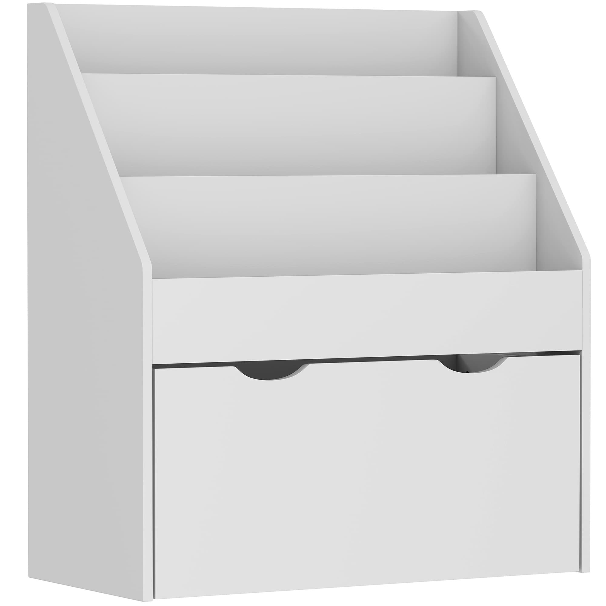AIYAPLAY Bibliothèque pour enfants Multi-Rangement avec 3 niveaux d'étagères et un tiroir, 62,5L x 30l x 70H cm, gris