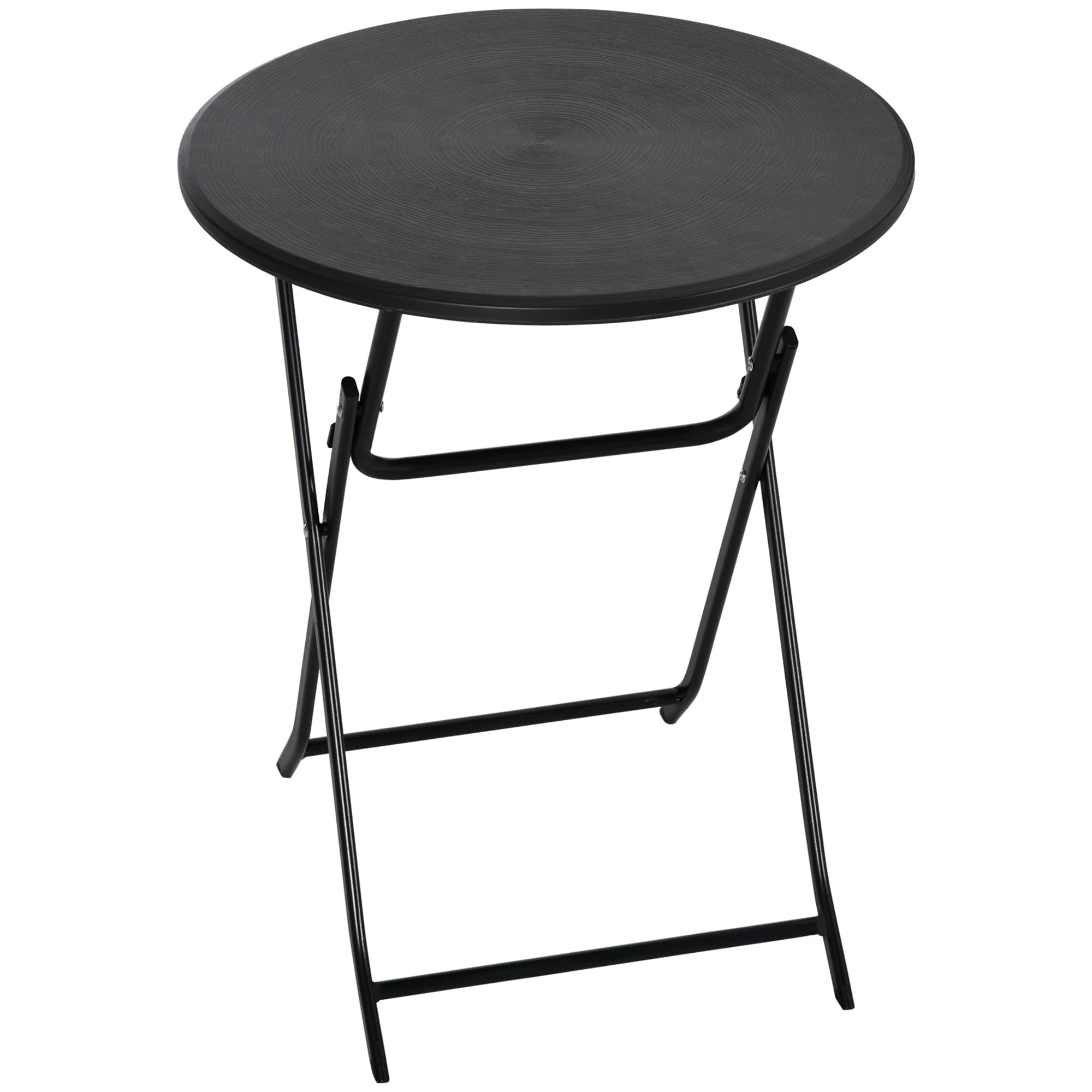 Outsunny Table basse extérieure pour 2 personnes, table de jardin ronde avec structure en acier, Ø 60 x 73H cm, gris foncé