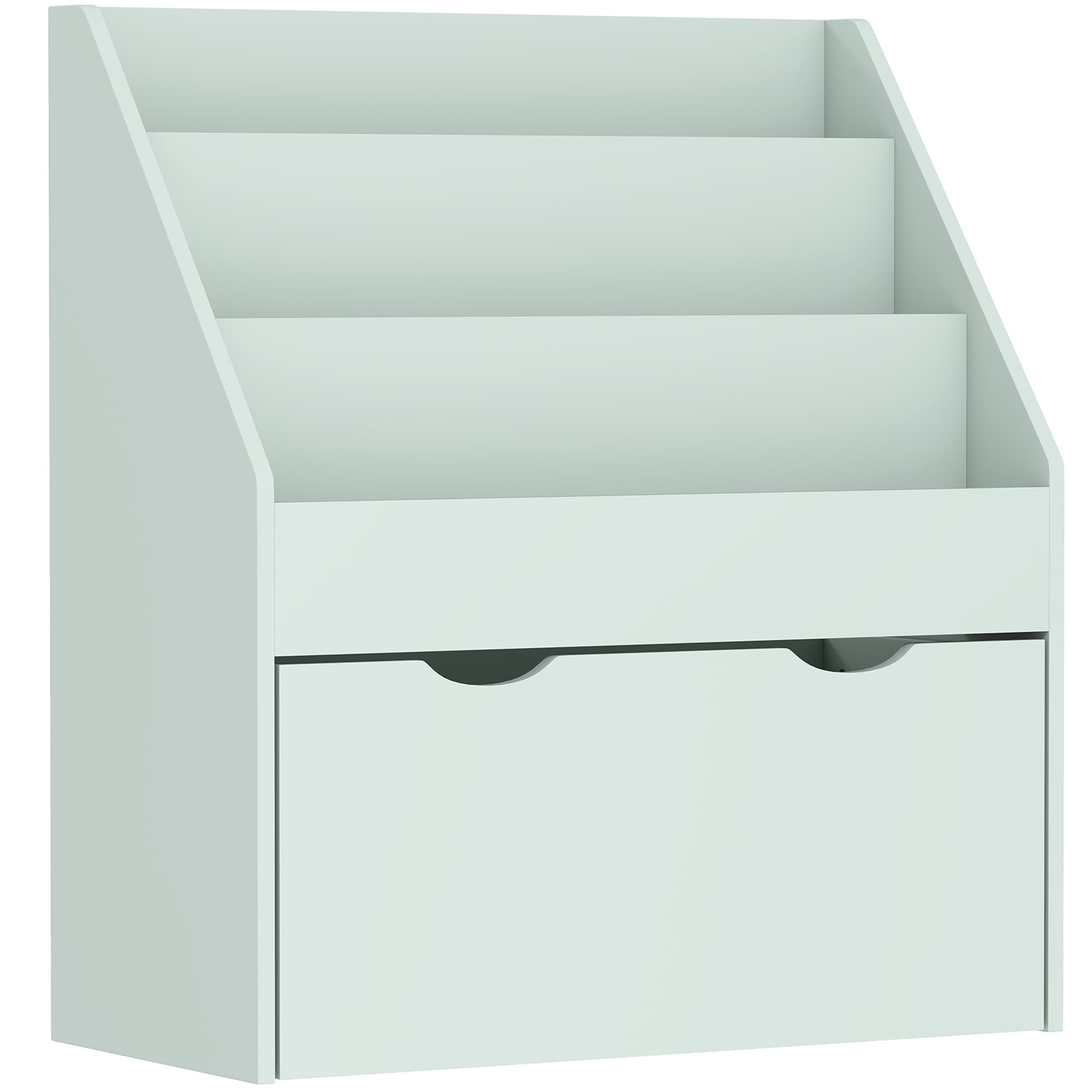 AIYAPLAY Bibliothèque pour enfants Multi-Rangement avec 3 niveaux d'étagères et un tiroir, 62,5L x 30l x 70H cm, vert