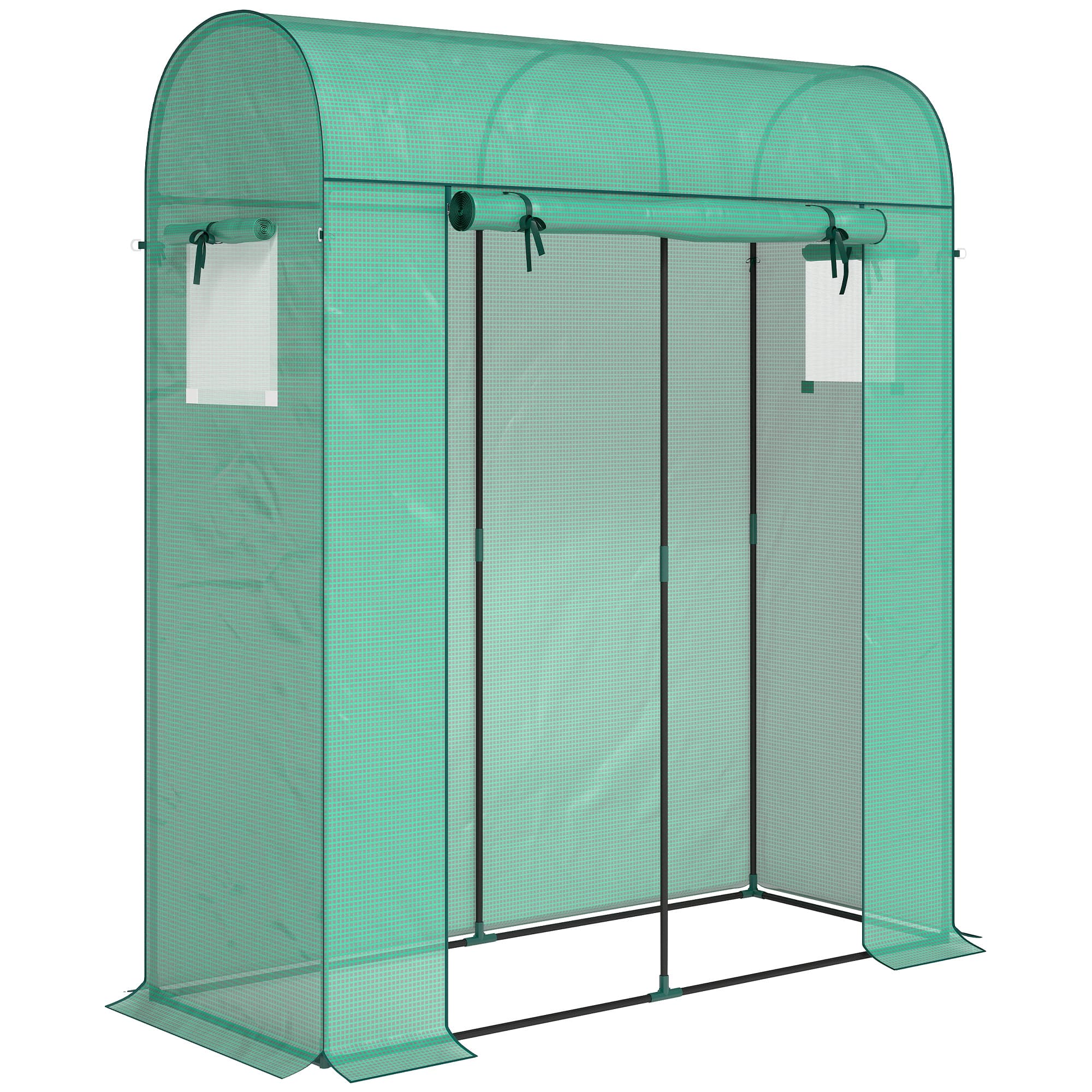 Outsunny Serre de Jardin, Petite Serre de Balcon en Bâche PE et Châssis Acier, Porte Roulante et Fenêtres 170 x 68 x 200 cm, Vert