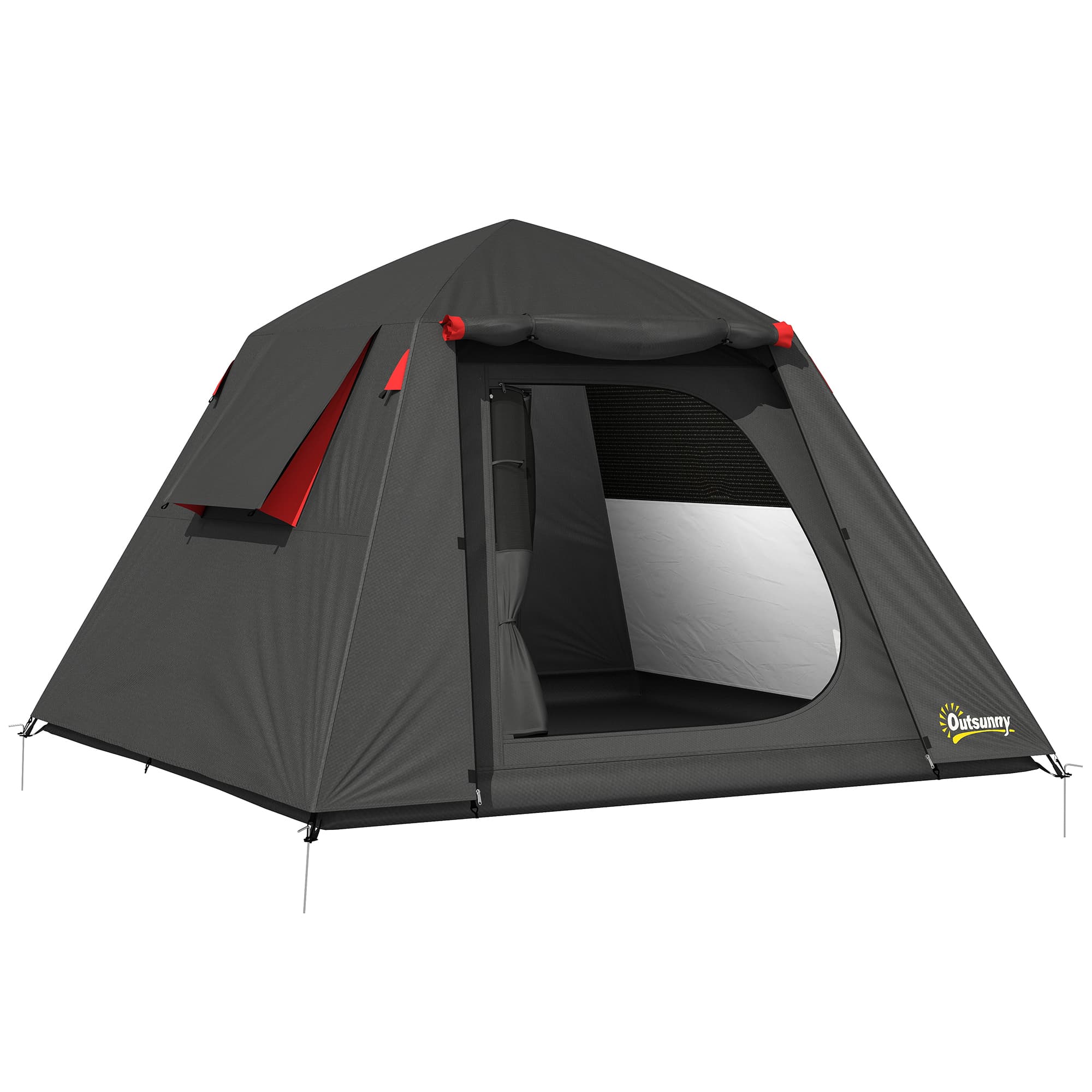 Outsunny Tente de Camping Dôme 2 Personnes 3-4 Saisons Imperméable 3000mm Montage Facile 2 Portes 210x210x150cm Gris Foncé