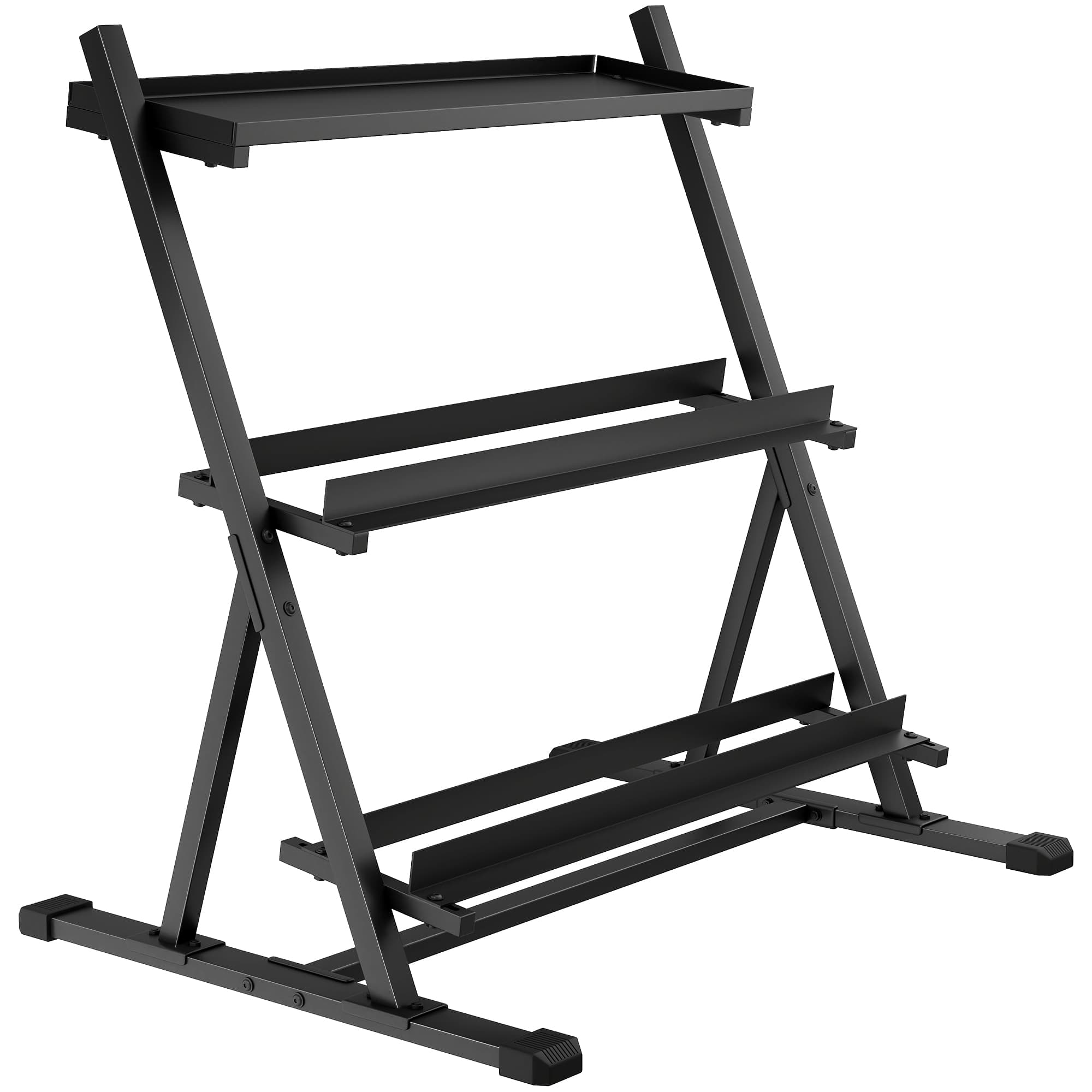 SPORTNOW Support pour haltères à 3 niveaux, support de poids réglable en acier pour haltères, kettlebells, noir