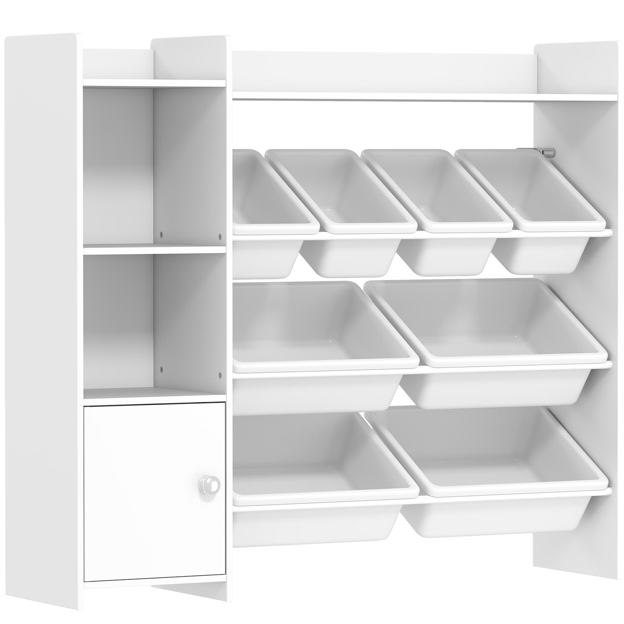 AIYAPLAY Meuble rangement enfant 3 à 8 ans, rangement jouets enfant avec 8 bacs amovibles, étagères de rangement, placard, blanc