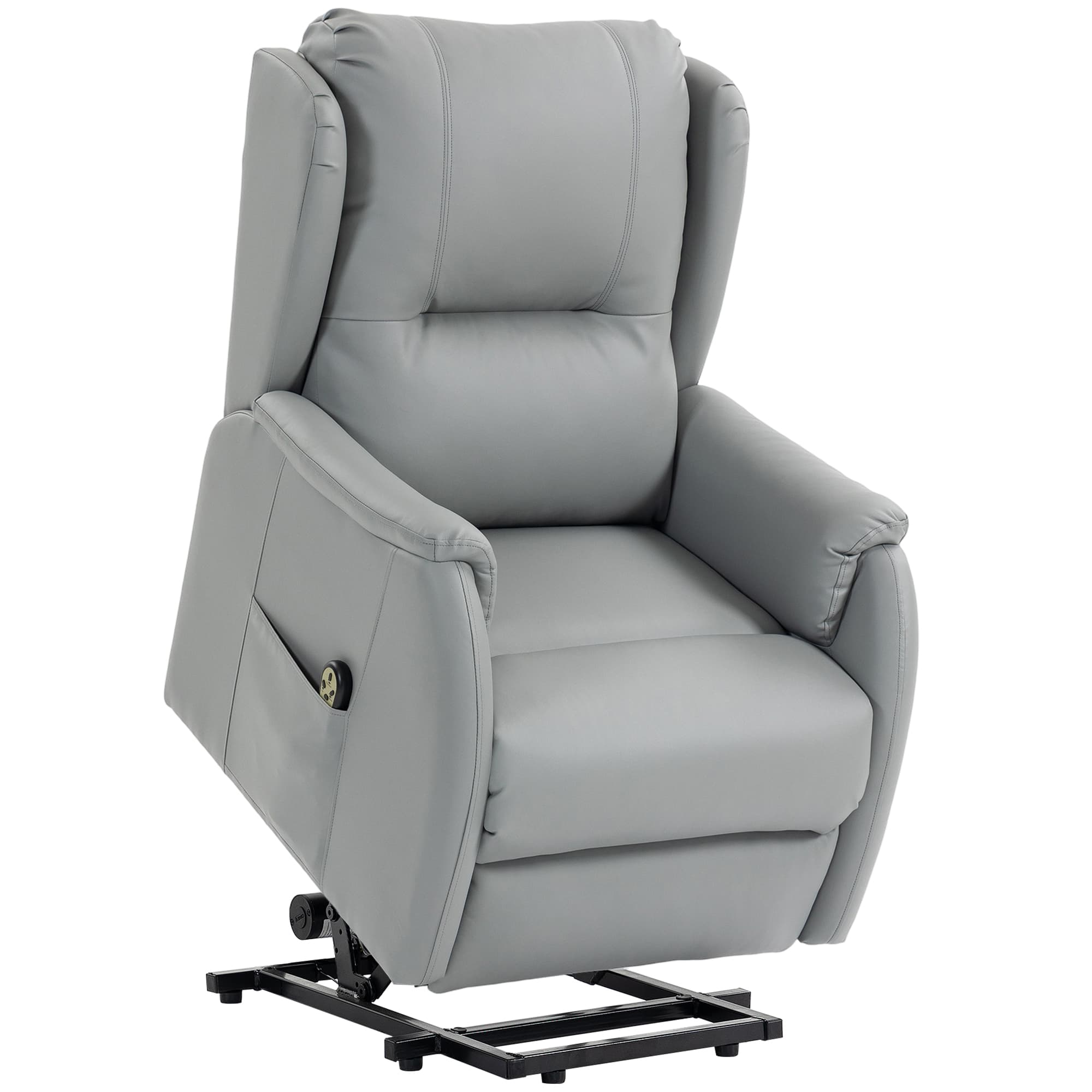 HOMCOM Fauteuil Releveur, double moteur, inclinable similicuir pour personnes âgées, gris clair