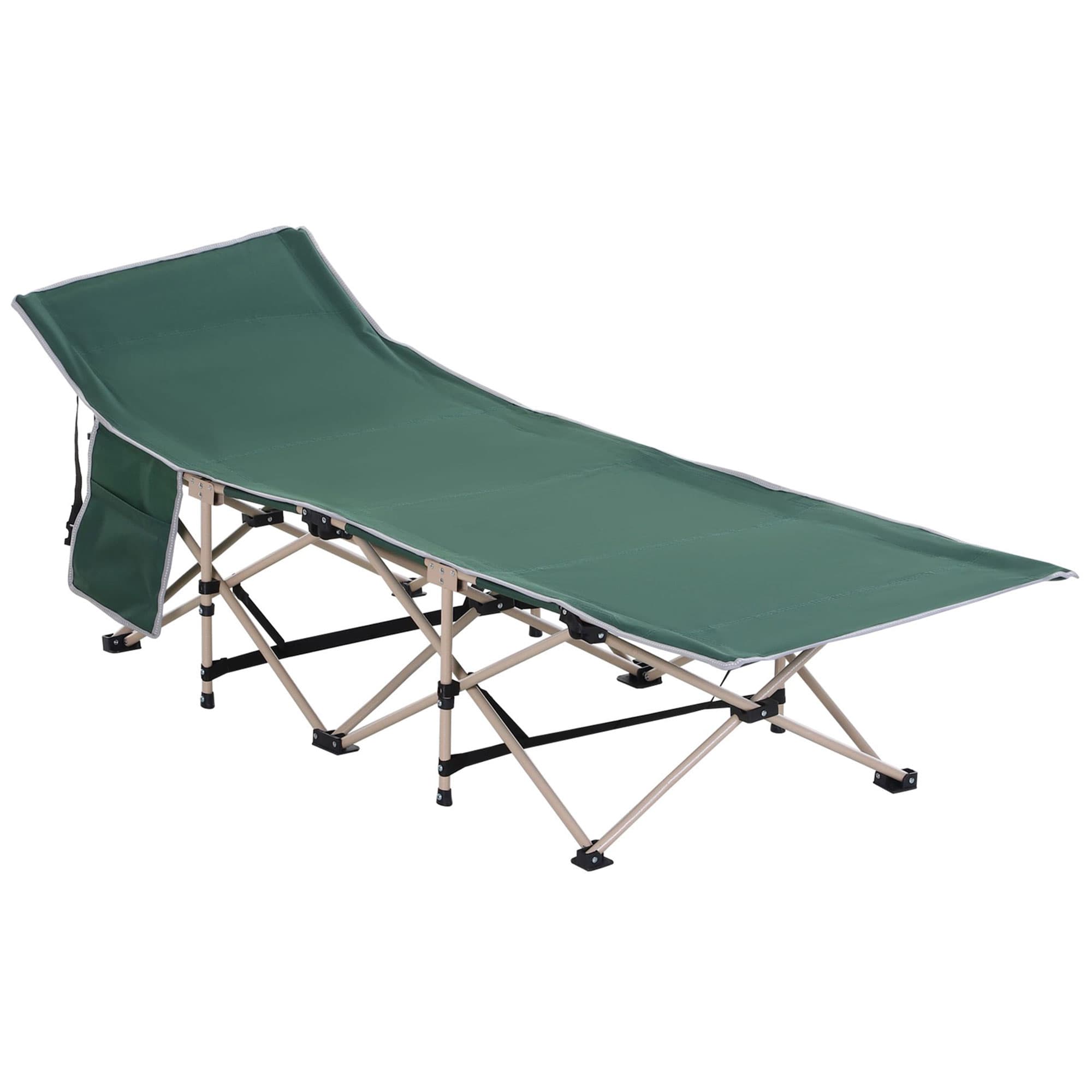 Outsunny Lit de camping pliable, lit de camp cadre en acier léger sac de transport charge max. 150 kg 190 x 68 x 52 cm vert