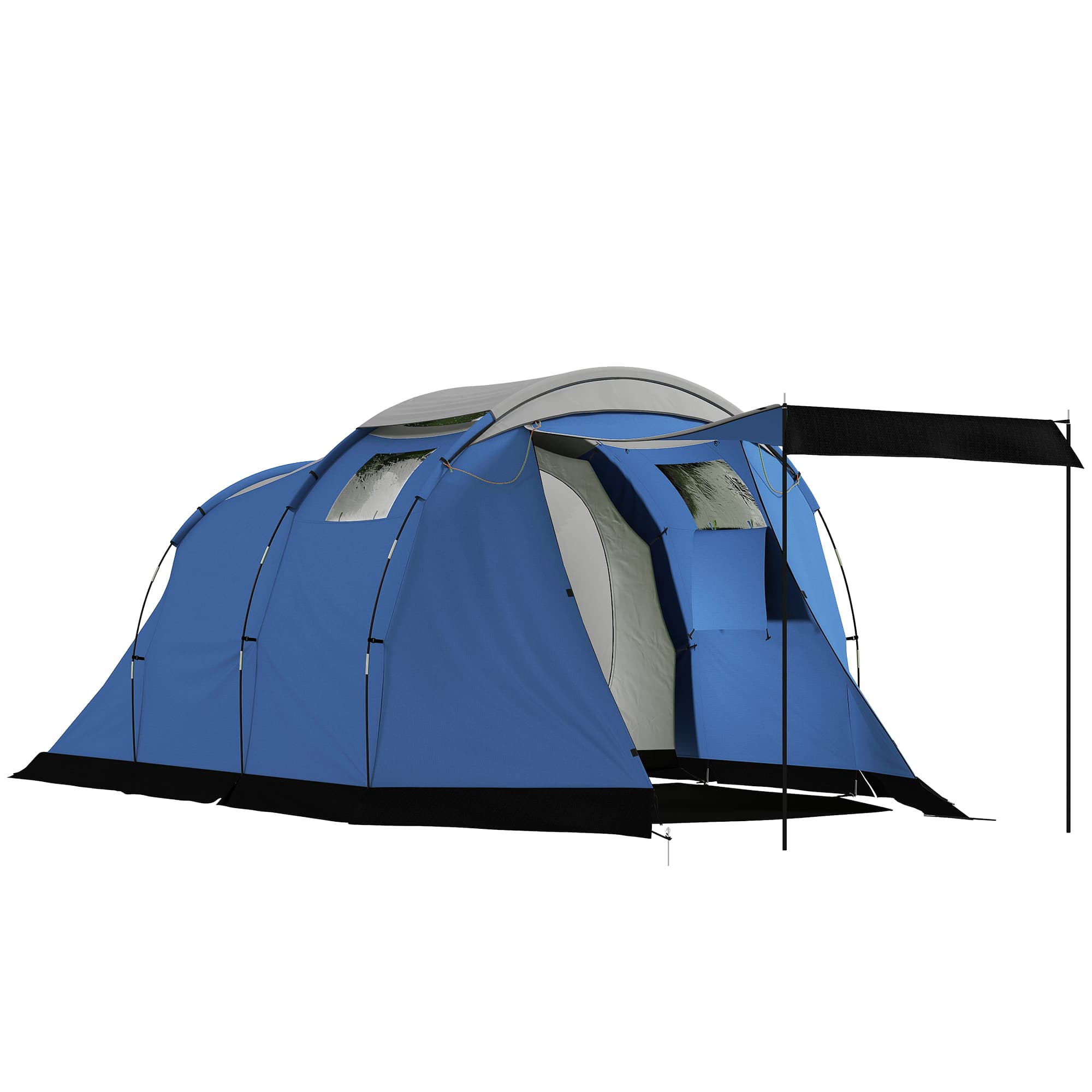 Outsunny Tente de Camping Tunnel pour 4 Personnes Imperméable 3000mm Double Couche Anti-Condensation Hauteur 190cm Bleu Foncé