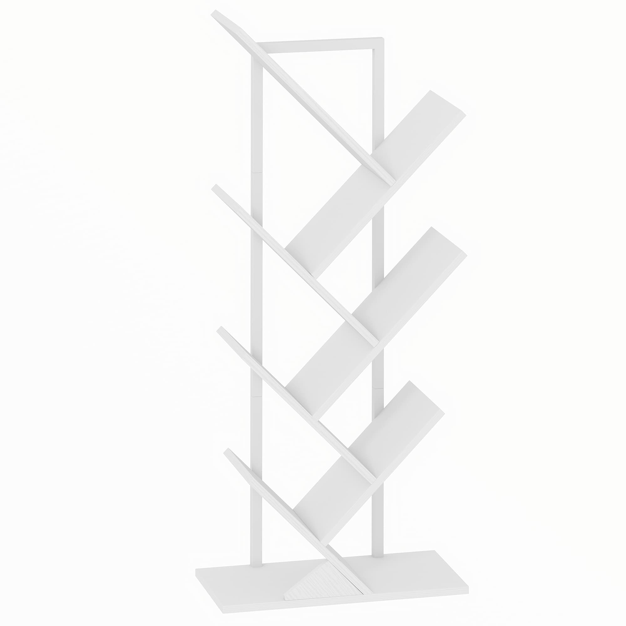 HOMCOM Bibliothèque Arbre à 7 Niveaux, Meuble de Rangement Industriel avec Cadre en Acier, 50x24x109cm, Blanc