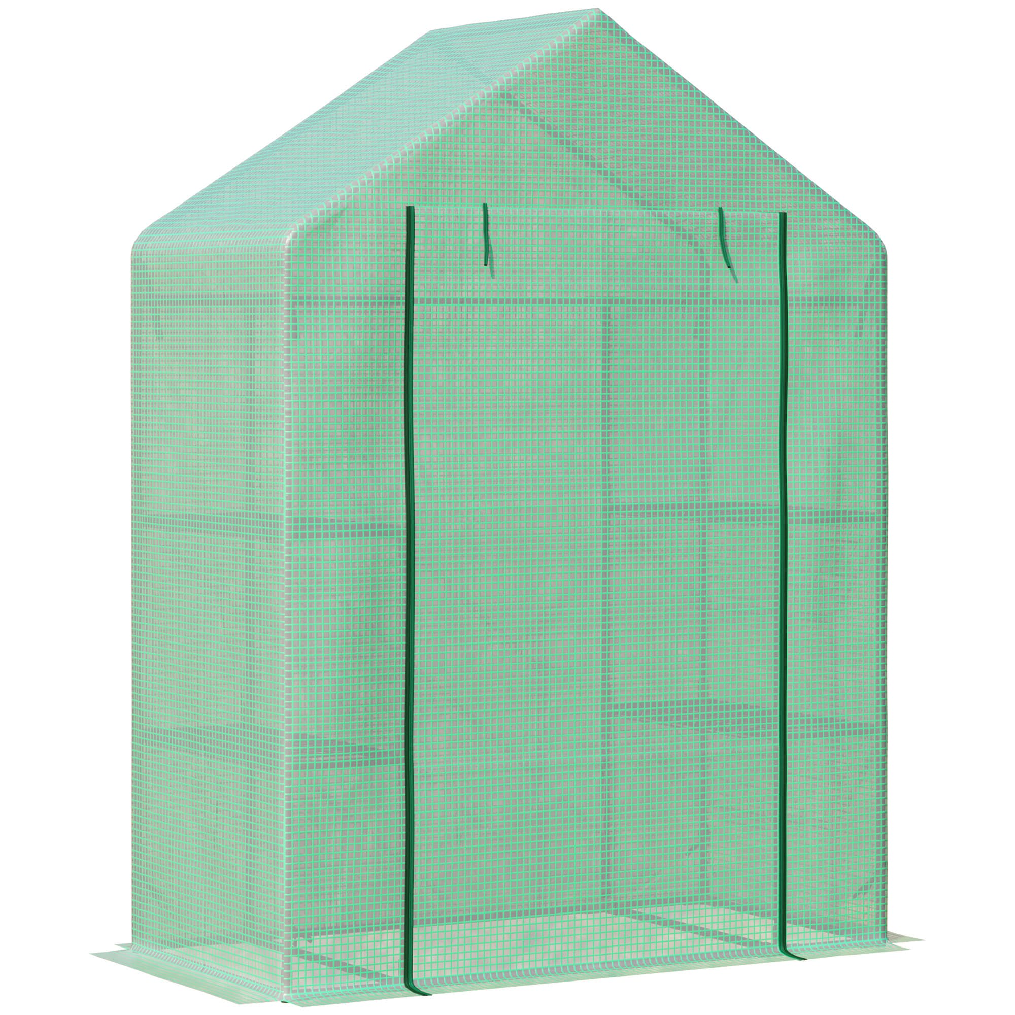 Outsunny Serre de Jardin avec Étagères 3 Niveaux, Petite Serre de Balcon en Bâche PE 140 g/m2 Renforcée 141 x 72 x 191 cm, Vert