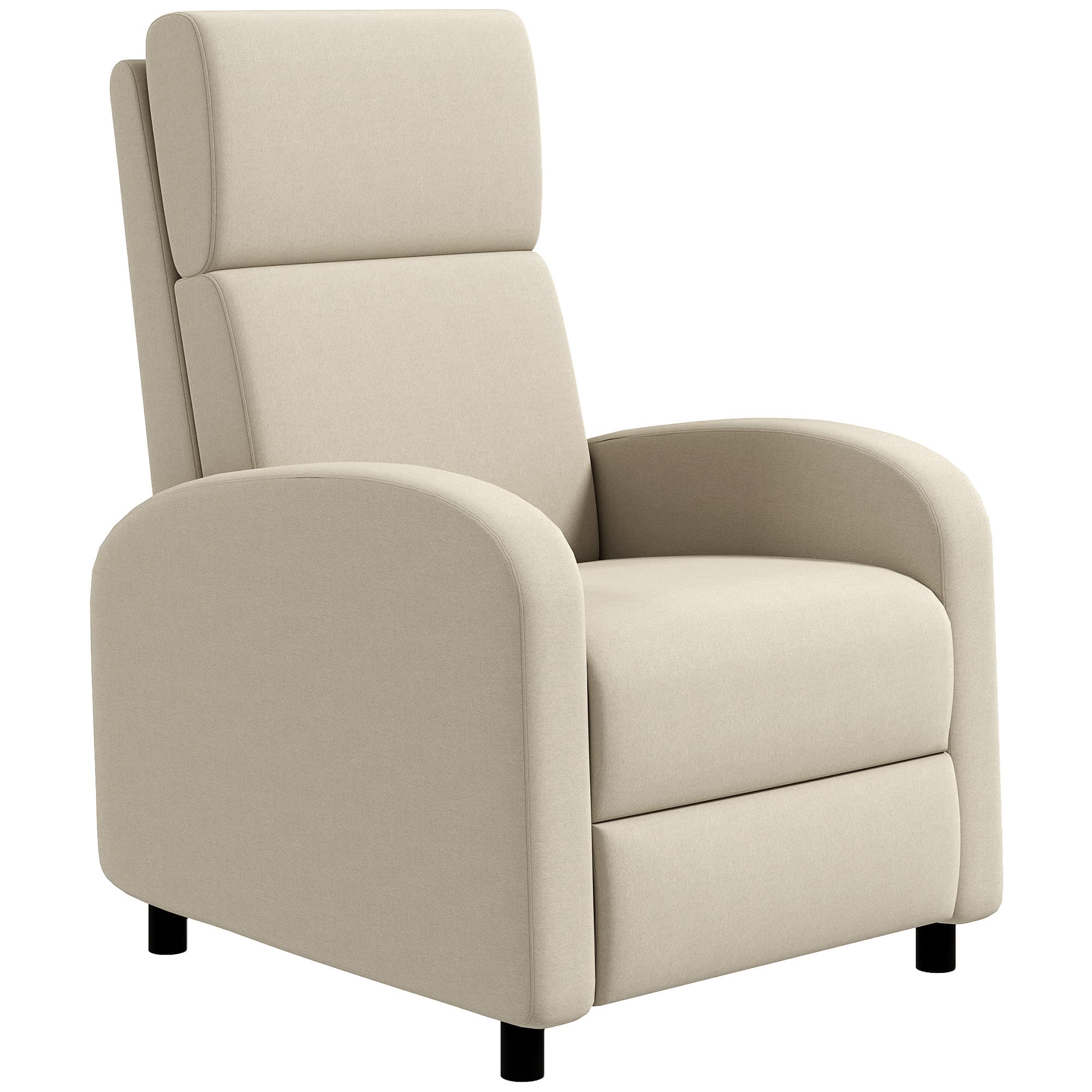 HOMCOM Fauteuil Relax Inclinable jusqu'à 160° Manuellement avec Repose-Pieds Intégré, Charge Max. 120kg, Grand Confort, Crème