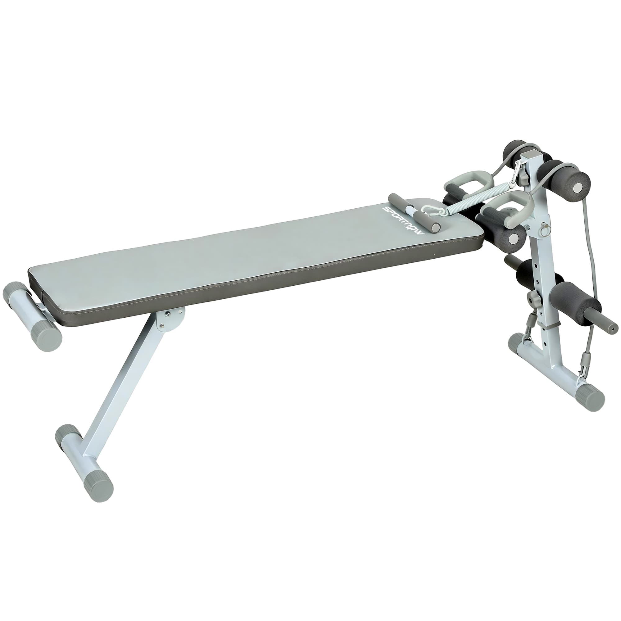 SPORTNOW Banc de Musculation Multifonction, Banc Plat Réglable avec Siège à 3 Niveaux, 141 x 52 x 54-71 cm, Bleu et Blanc