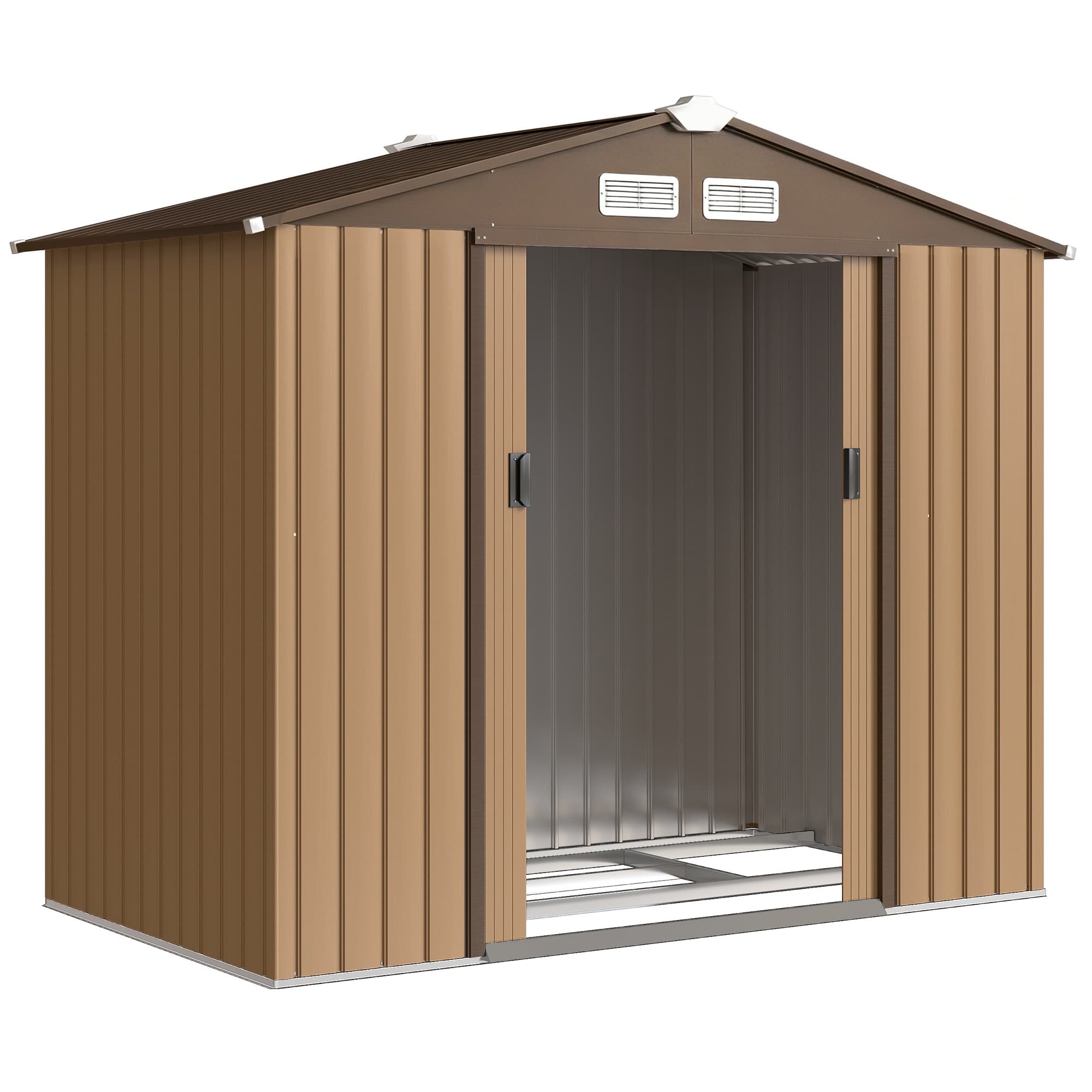 Outsunny Cabane & Abri de Jardin Métal en Tôle d'Acier 2.5 m2 avec Porte Verrouillable Remise pour Outils avec Fondation, Kaki Aosom France
