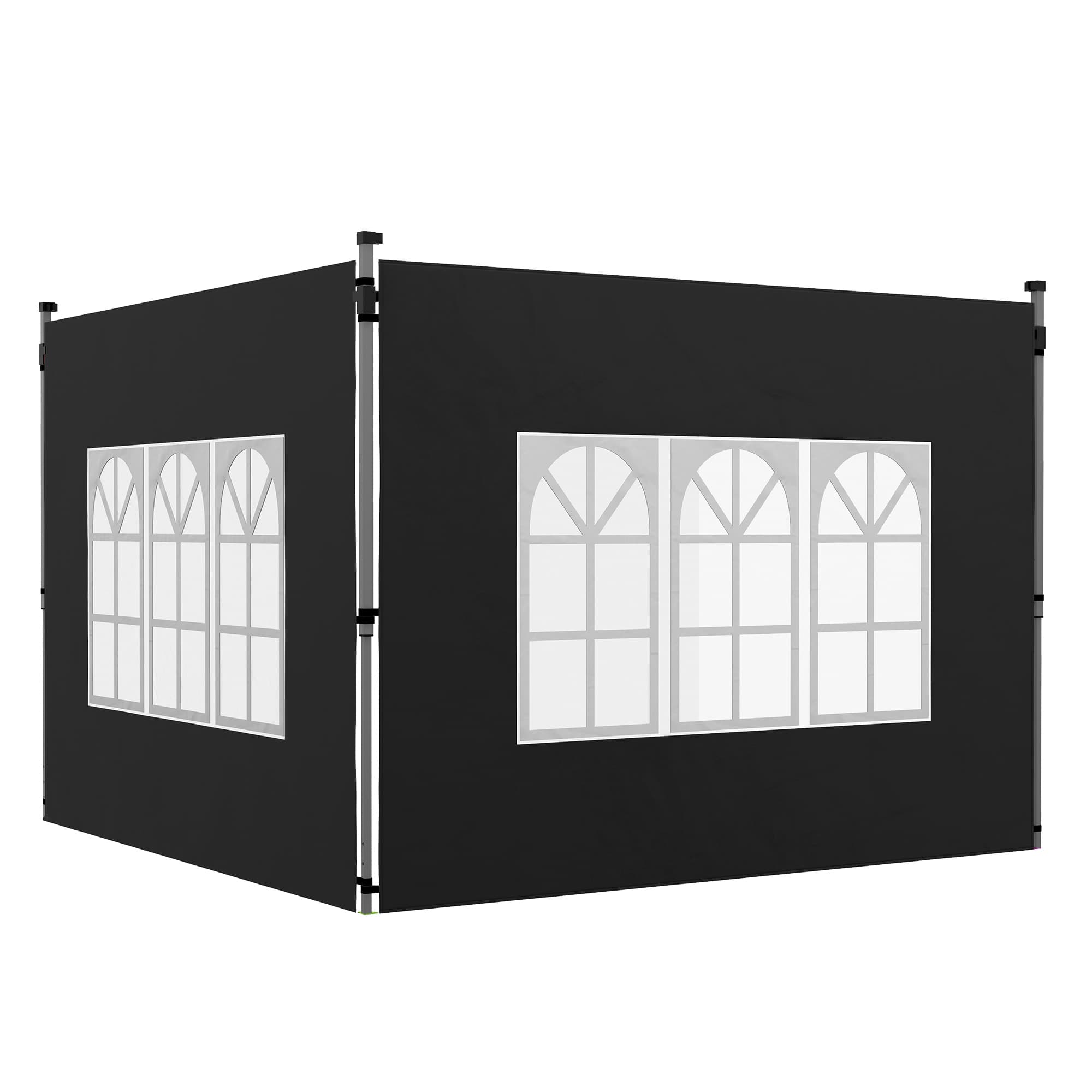 Outsunny Lot de 2 parois latérales pour tonnelle de 3 x 3 m panneau pour pavillon avec fenêtre 295 x 195 cm noir