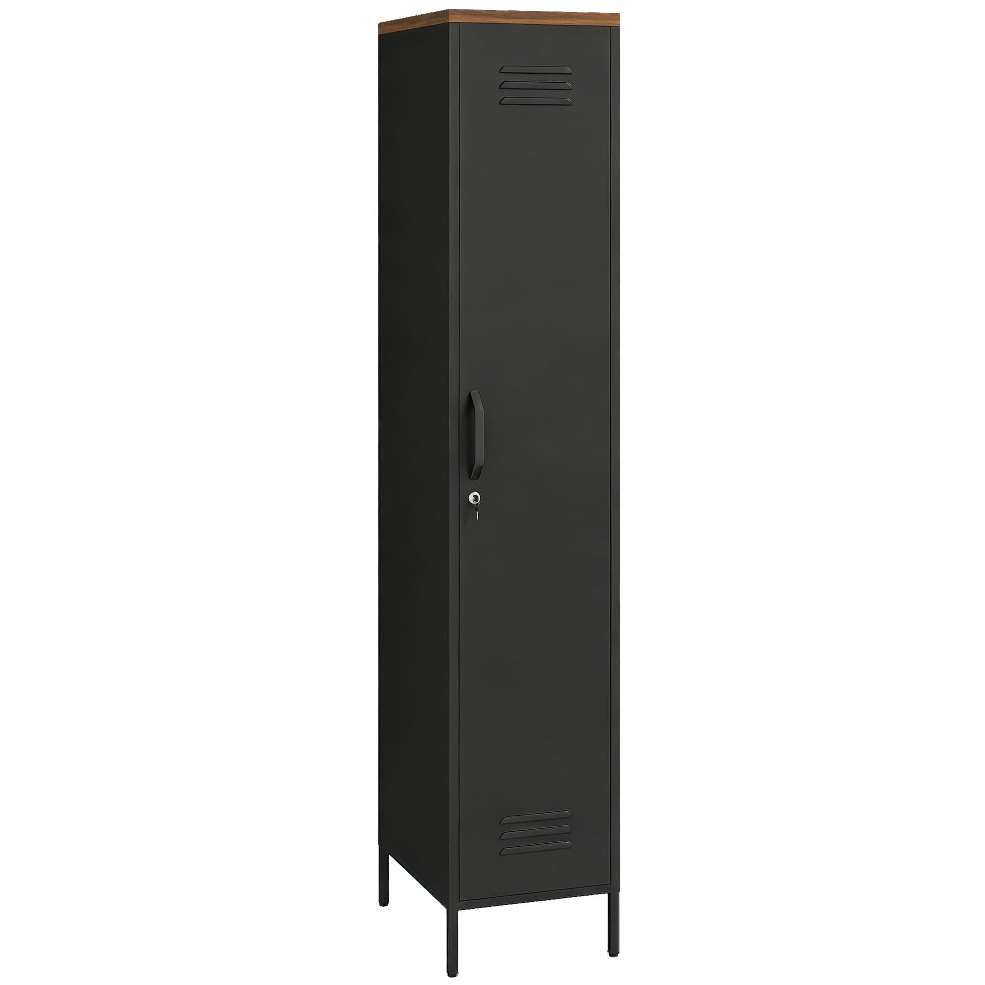 HOMCOM Armoire métallique avec étagères réglables, pour chambre, garage, bureau, Noir
