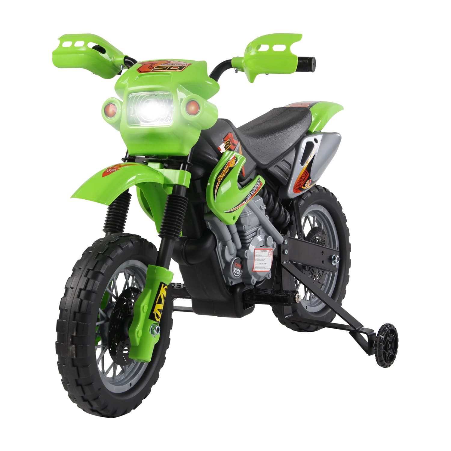 HOMCOM Moto Cross électrique enfant 3 à 6 ans 6 V phares klaxon musiques 102 x 53 x 66 cm vert et noir