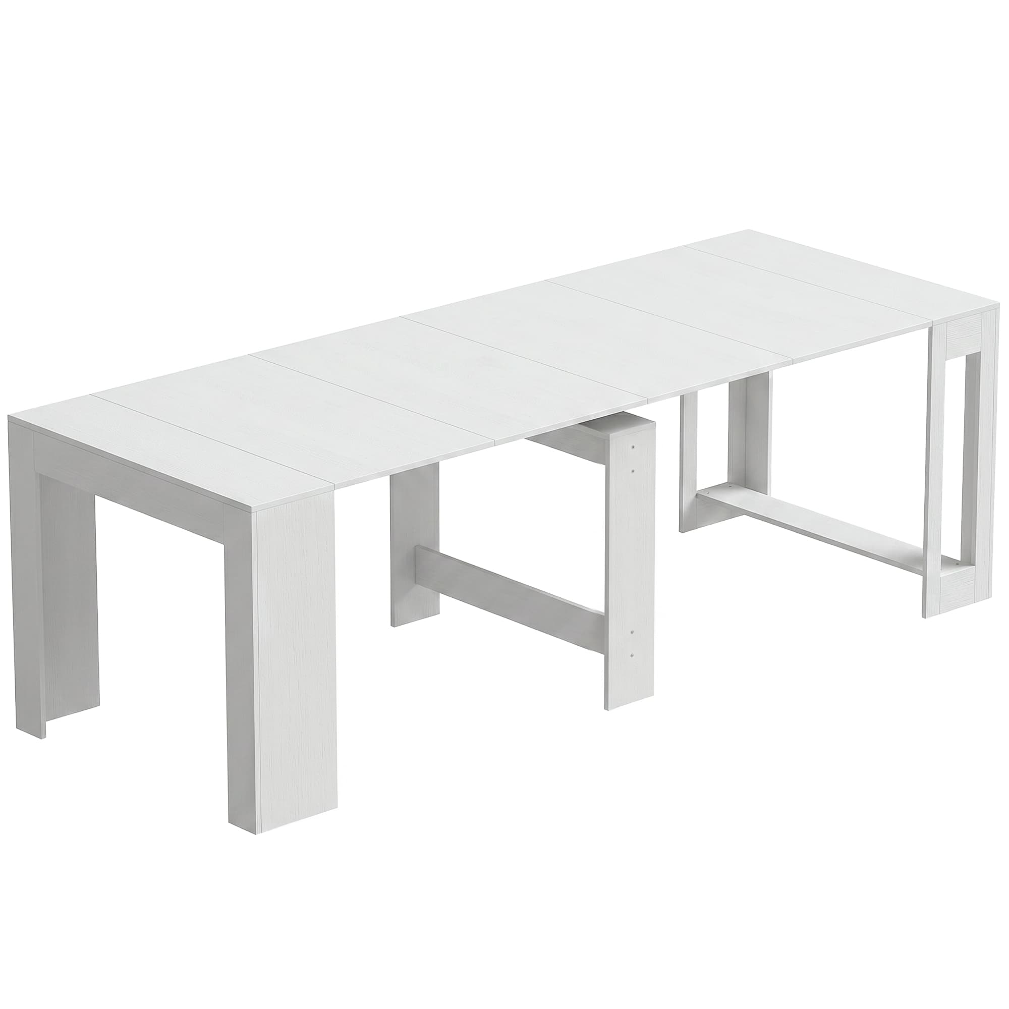 HOMCOM Table Extensible Convertible en Console pour 10 Personnes, Blanc