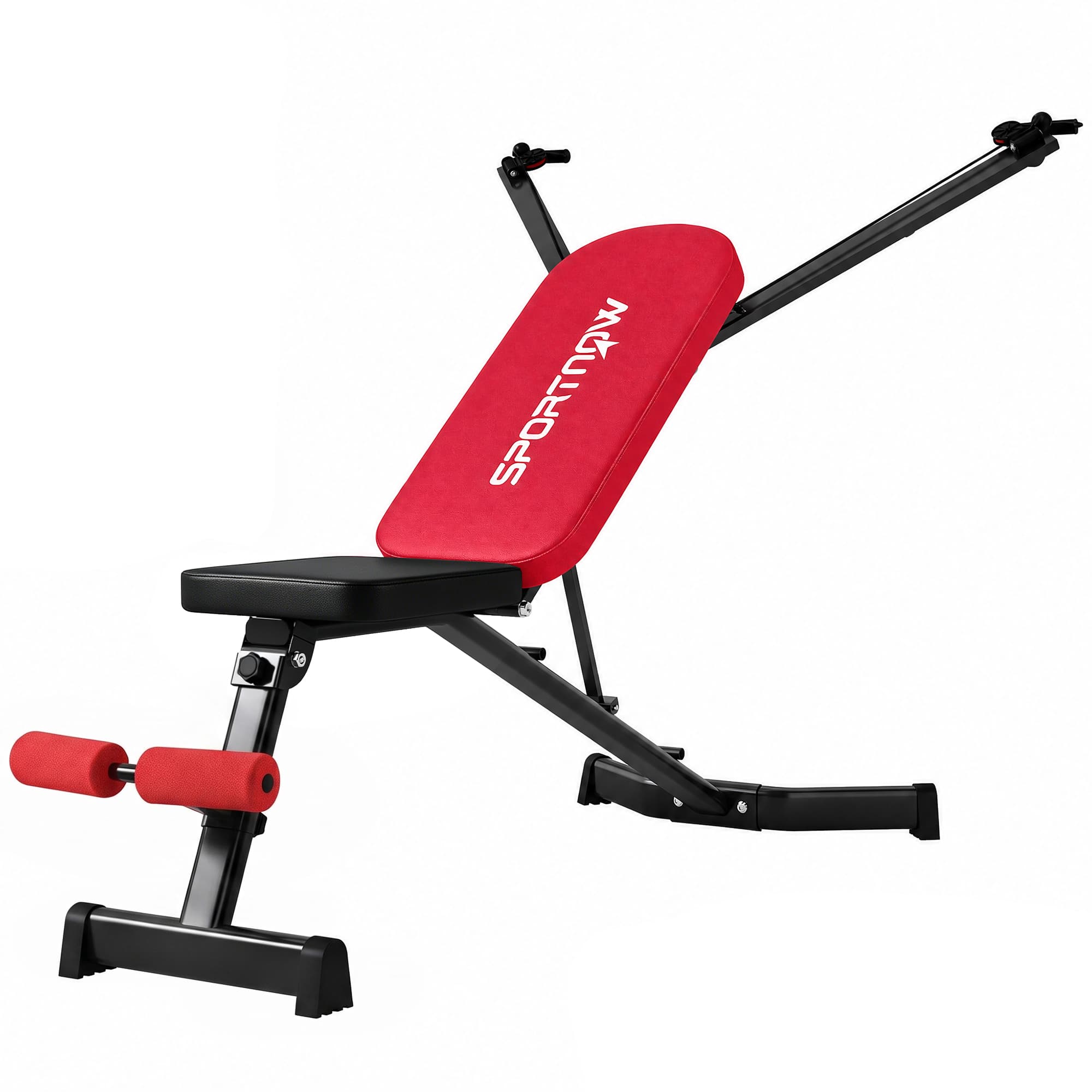 SPORTNOW Banc de Musculation Pliable avec Bandes de Résistance Dossier Réglable Plat/Incliné/Décliné Extension de Jambes