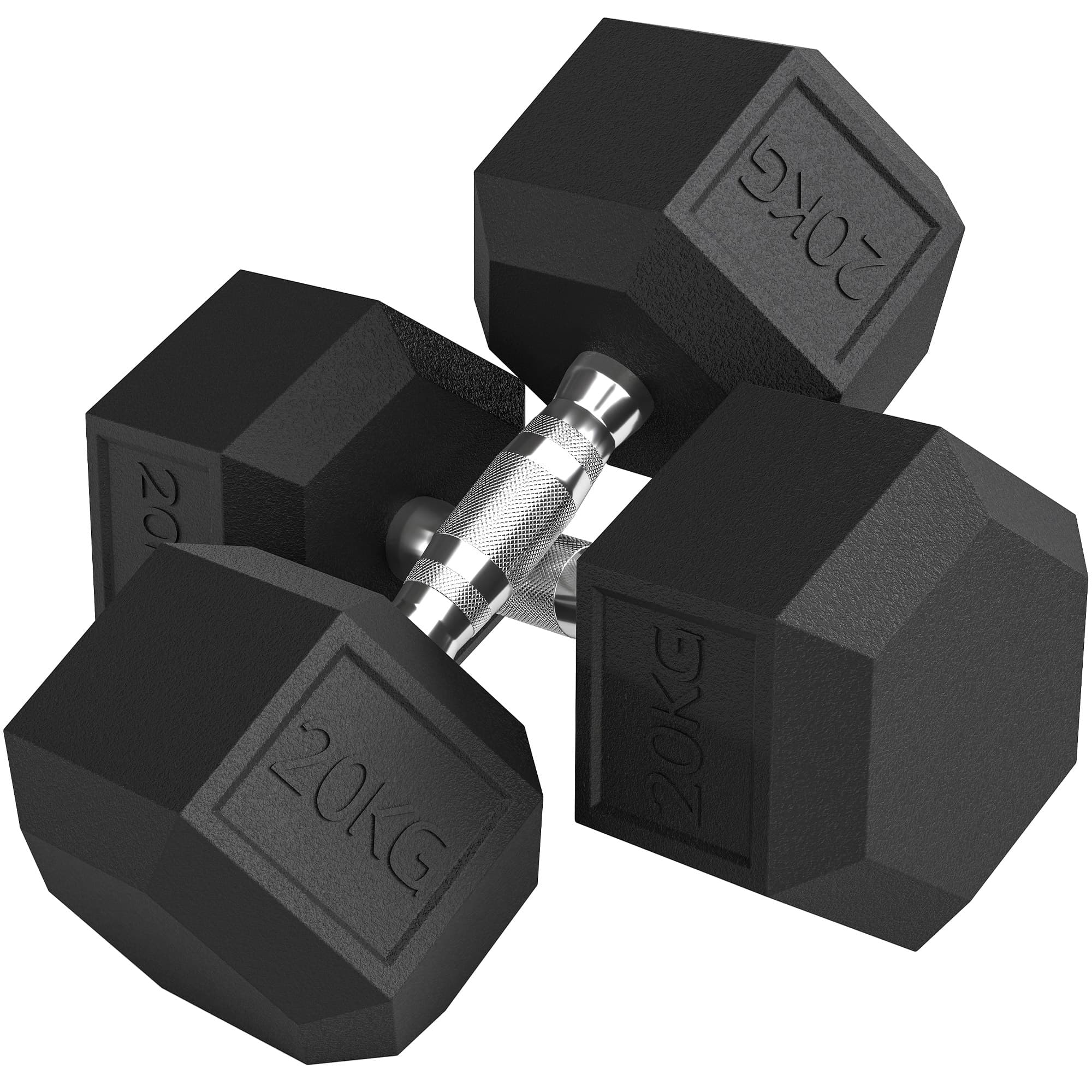 HOMCOM Lot de 2 Haltères Courtes Poids 40 kg, Haltère Hexagonale Entraînement Musculaire & Haltérophilie, Noir
