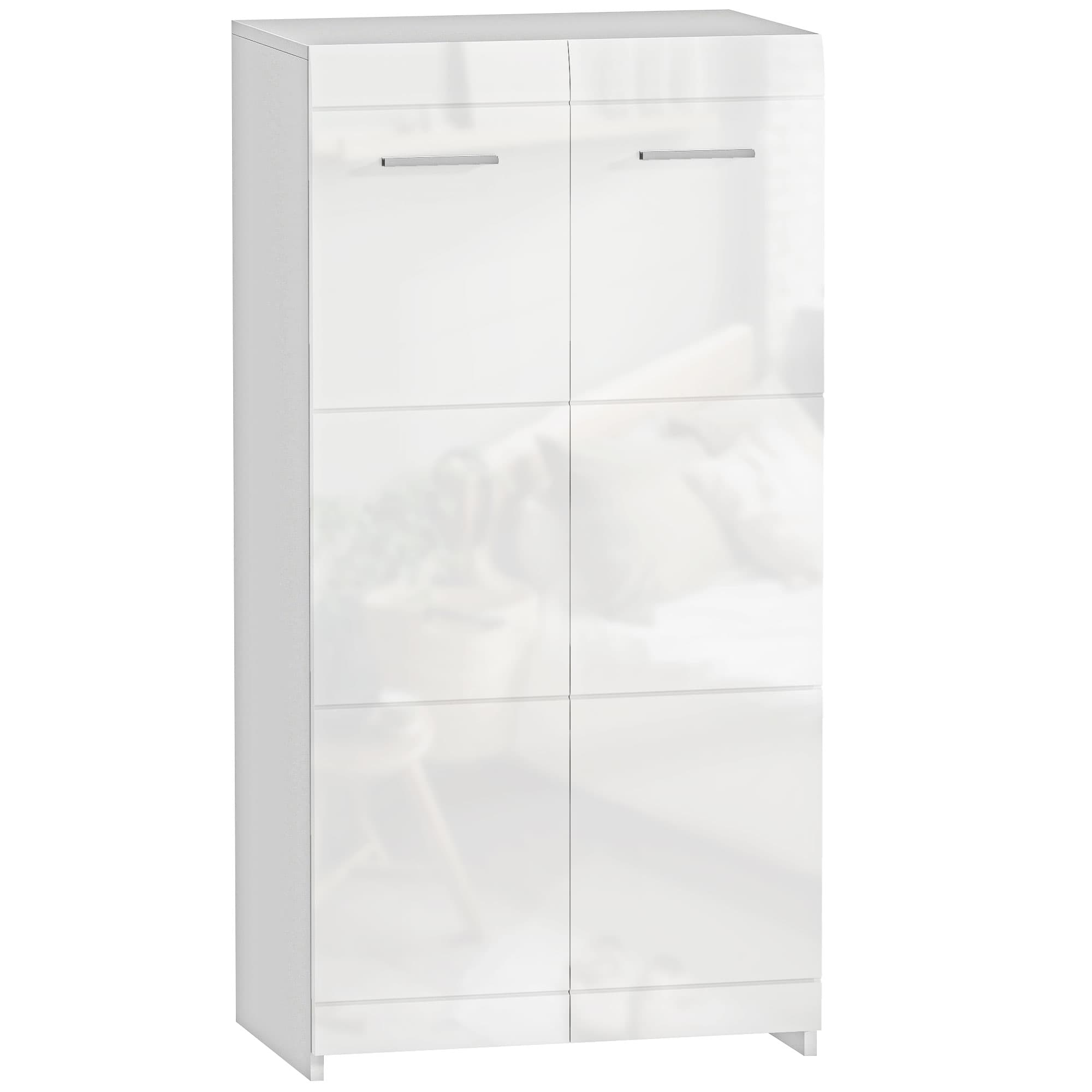 HOMCOM Meuble à chaussures 10 paires, armoire à chaussures à haute brillance 5 niveaux, étagères réglables, 55x36x108cm, blanc